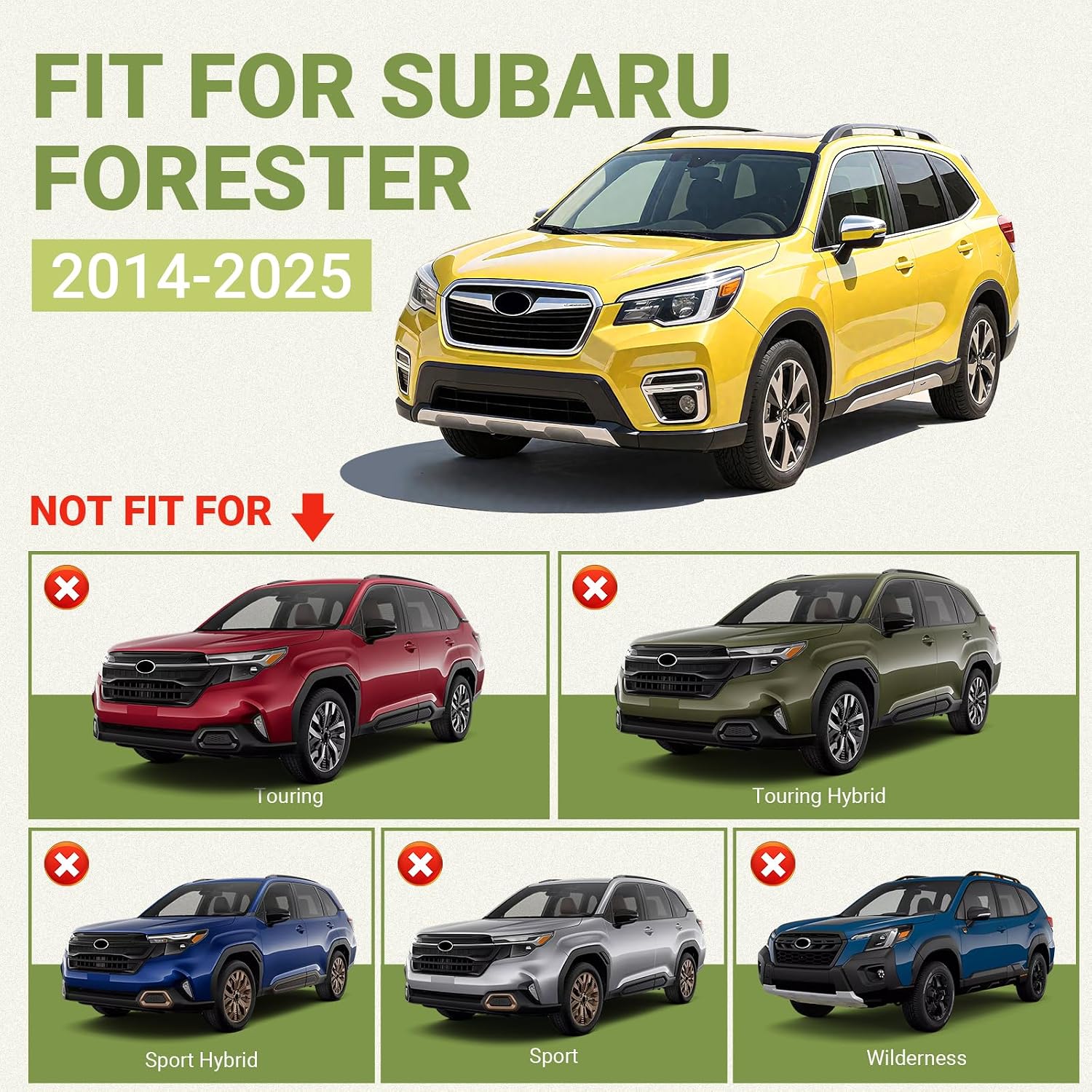 Roof Rack Cross Bars Compatible with Subaru Forester 2014-2026(Not for Wilderness) Aluminum 260 LBS Crossbars Rails Cargo Rooftop Bike Snowboard Skiboard Luggage Rack Cargo Carrier