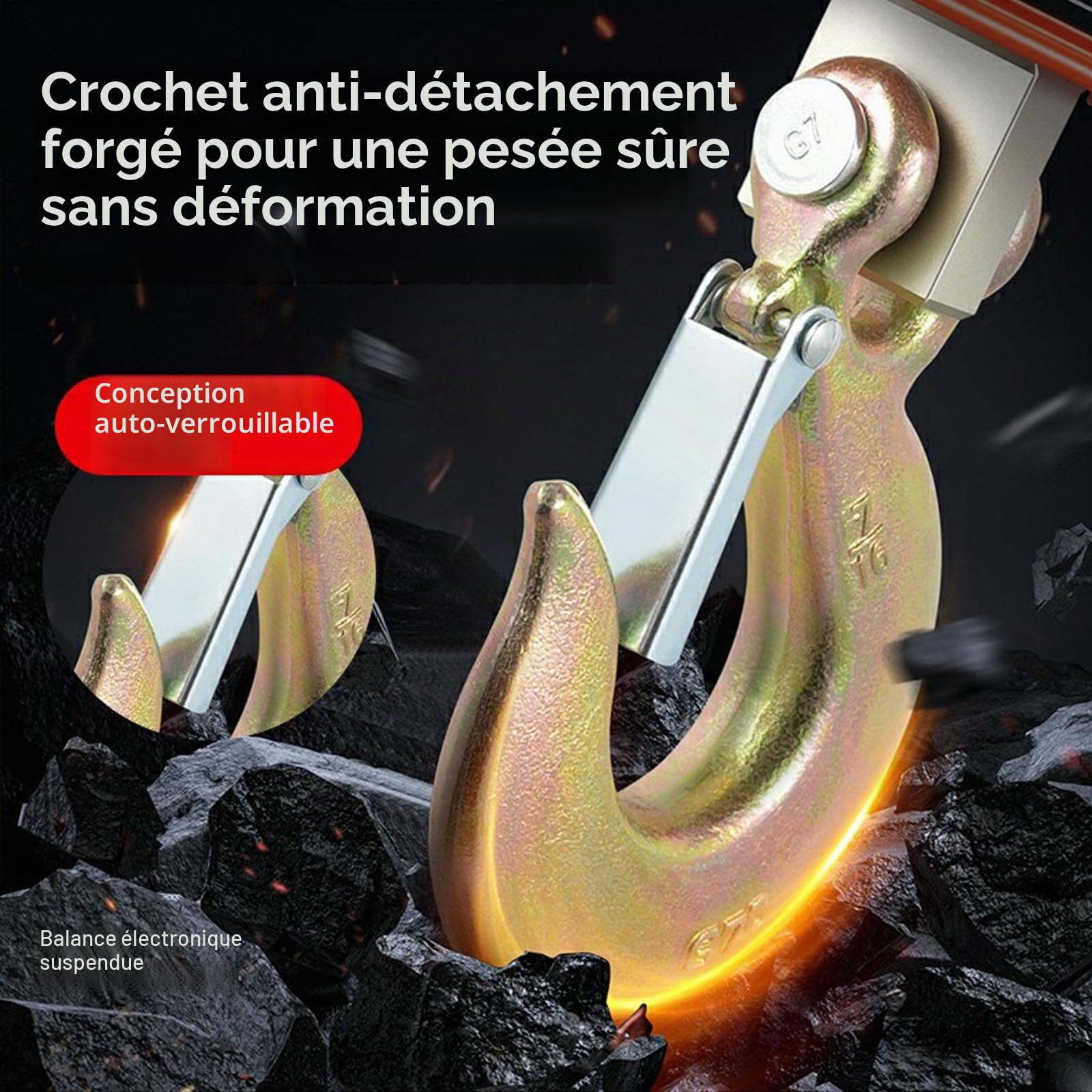 Balance de grue intelligente 3 tonnes 3000 kg - Avec alliage d'aluminium de qualité aéronautique - Crochet numérique - Modèle rechargeable