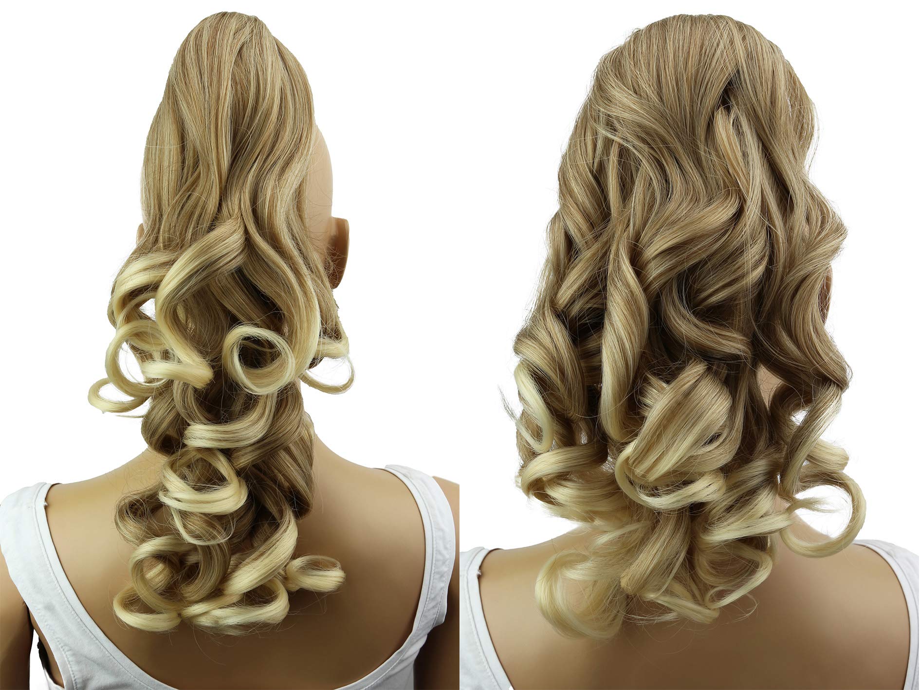 CAISHA PRETTYSHOP 20" & 120g Hair Piece Pony Tail Extension 2 IN 1 Curled Wavy Heat-Resisting Diverse Colors (blonde mix 27T613 H3-2)