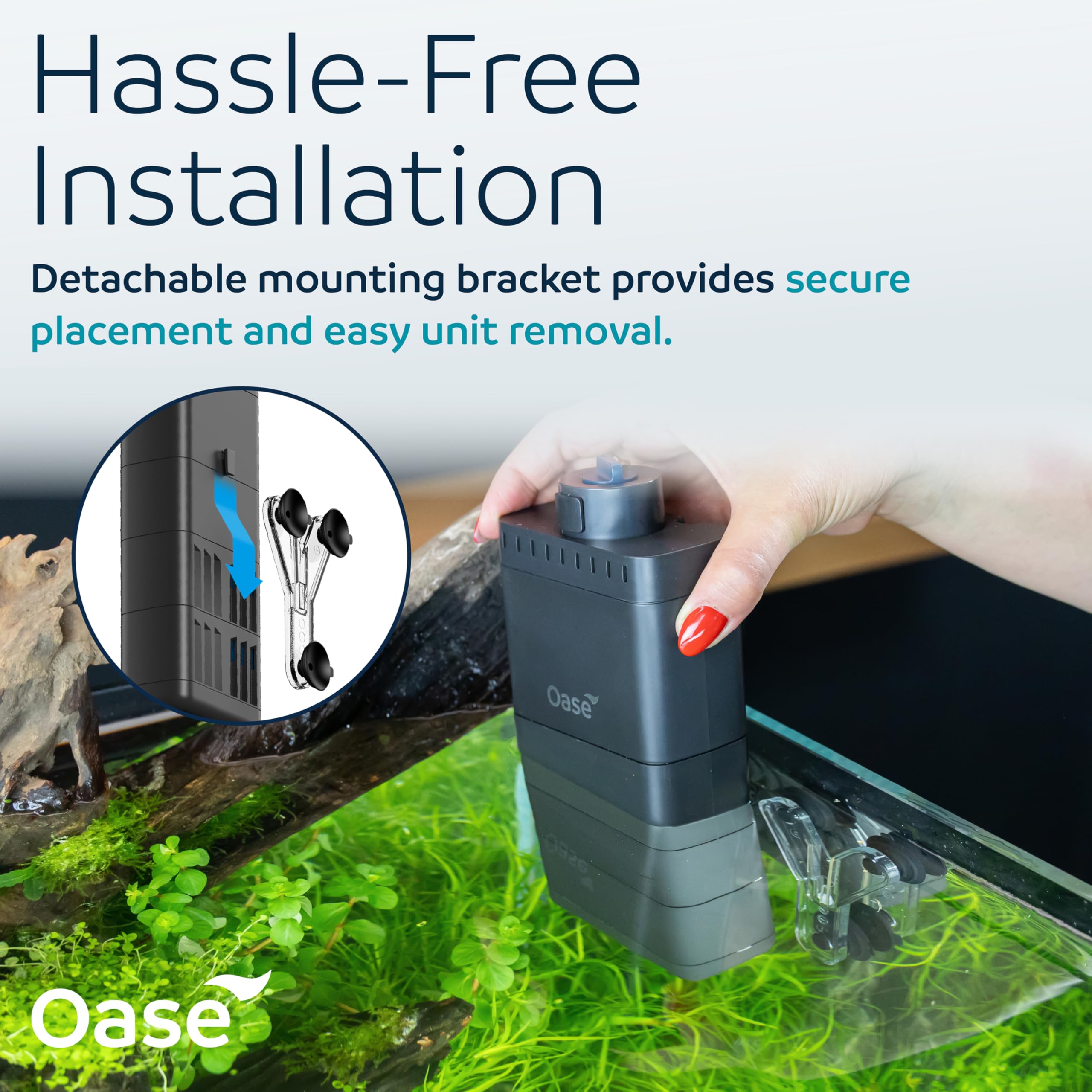 OASE EcoFlow 150 Filtre Interne d'aquarium, pour réservoirs d'eau Douce et d'eau salée jusqu'à 40 gallons, Silencieux, débit d'eau Personnalisable, Filtration en Plusieurs étapes