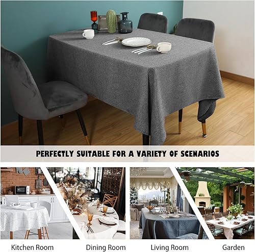 Miniatura 5 de SEASHORE TREE Mantel rectangular gris grande, impermeable, de lino sintético, 55 x 94.5 pulgadas