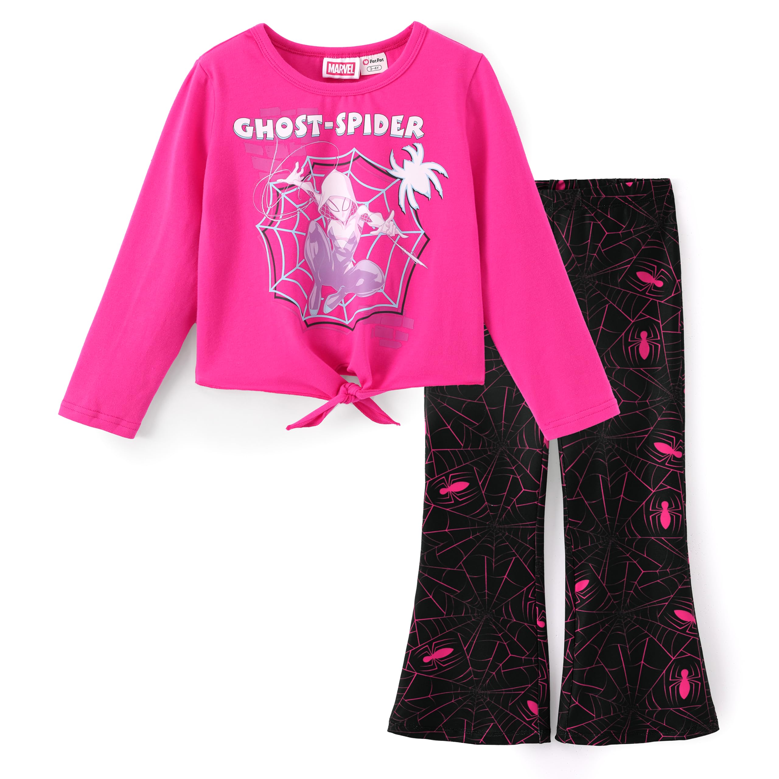 Disney Girls Outfits Long Sleeve Knot Front Shirt Flare Pants 2PC Clothes