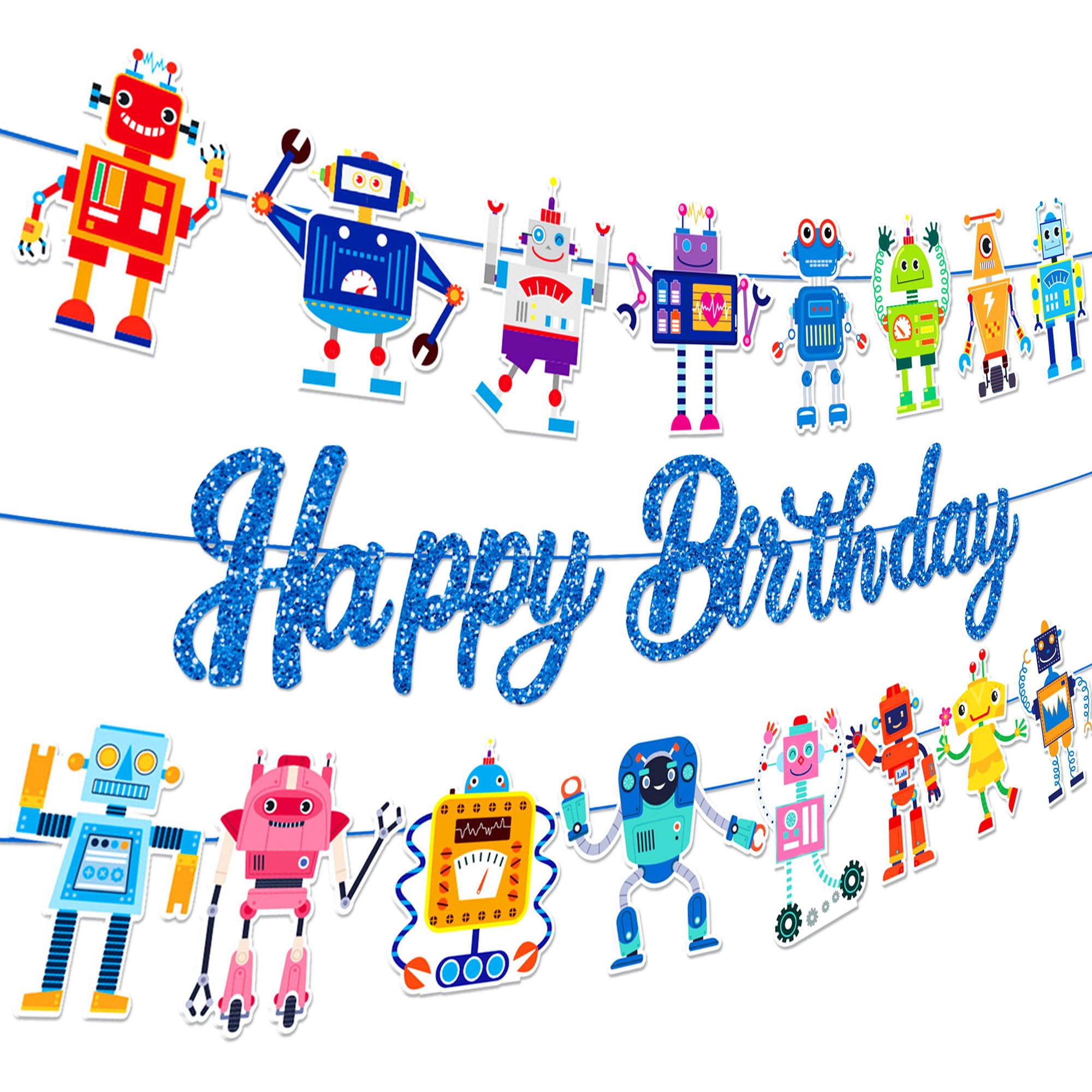 Robot Birthday Decoration Robot Banner Garland Scientist Party Supplies Gear Engineer Themed Birthday Party Supplies