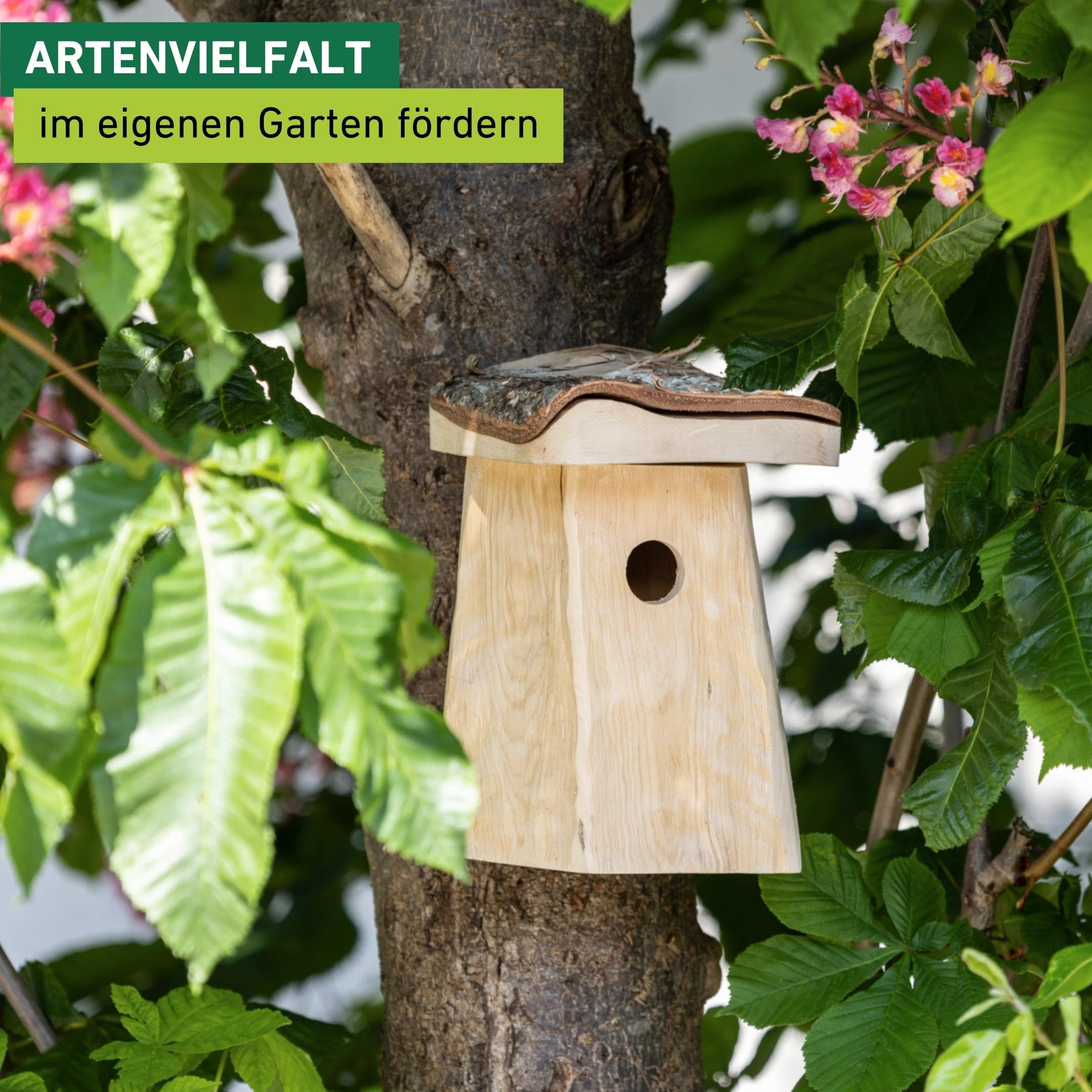 Windhager Nistkasten Log Cabin | abnehmbares Dach | Einflugloch Ø 28 mm, aus Birkenholz | Vogelhaus für Meisenarten, Vogelnistkasten zum Aufhängen, Brutkasten für Vögel, Nisthilfe | langlebig