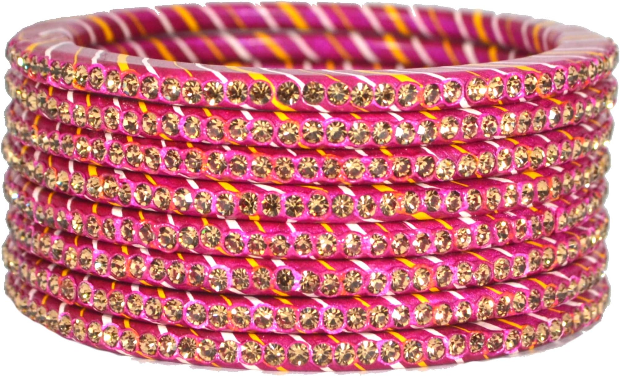 KANGANAS Lac Bangles for women Rajasthani Pink Rani Lahariya Chudi Set