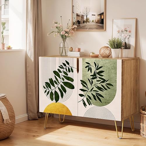 Vista 12 de SIGNWIN Aparador Buffet Gabinete, Armario de Almacenamiento de Cocina con 2 Puertas, Árbol Vibrante Naranja de Otoño Bosque, Mesa Consola Alacena