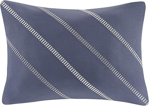 Miniatura 14 de Intelligent Design Marsden - Edredón con diseño de rayas bordadas, almohada casual para todas las estaciones, funda a juego y juego de sábanas