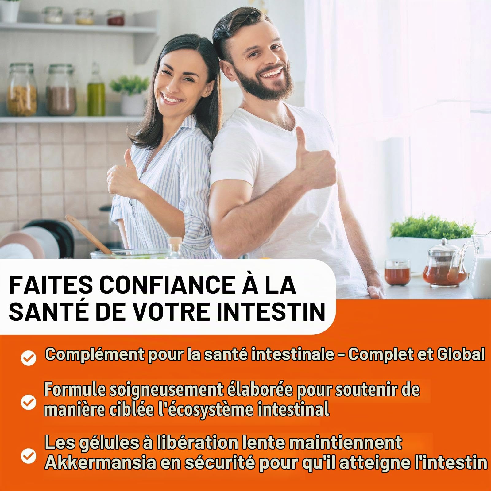Akkermansia Muciniphila 30 Billion AFU - Enhanced with Resistant Starch | Formule sans OGM et sans gluten pour les femmes et les hommes - 120 capsules à libération retardée