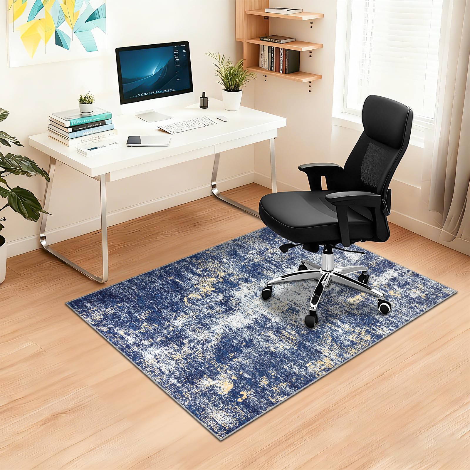 Capslpad Alfombrillas para sillas de oficina para suelos de madera dura, antideslizantes, modernas, abstractas, multiusos, para el hogar, protectores de suelo de pelo bajo, alfombra para silla de