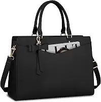 Bolsa feminina de couro de poliuretano para laptop de 15,6 polegadas, impermeável, pasta para computador, bolsa de trabalho para escritório e negócios