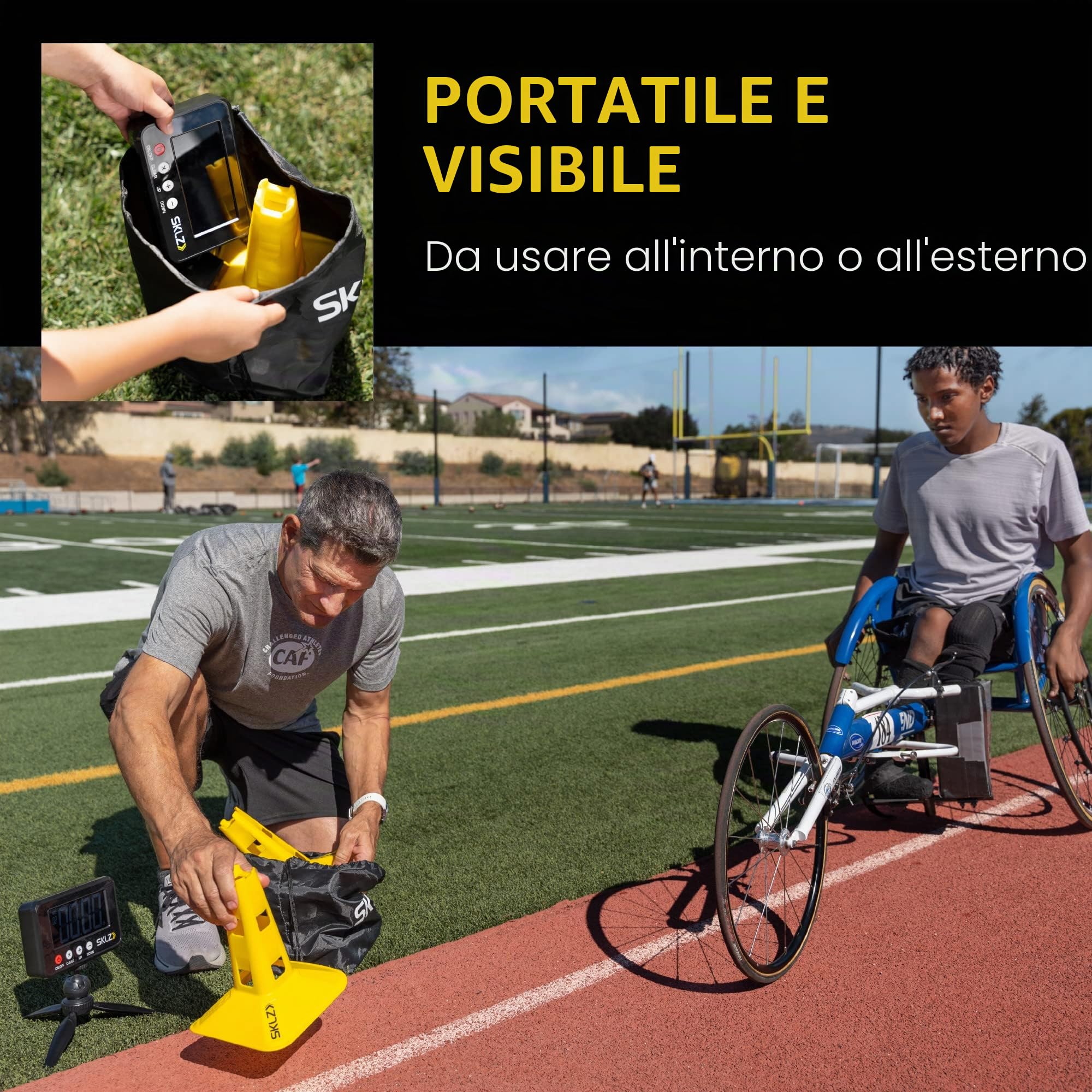 SKLZ Speed Gates – Sistema di Allenamento per Velocità con Sensori,Timer e Borsa,Misura fino a 45,72 Metri,Registra 50 Tempi Recenti,Uso Interno/Esterno per Allenamenti di Velocità e Potenza
