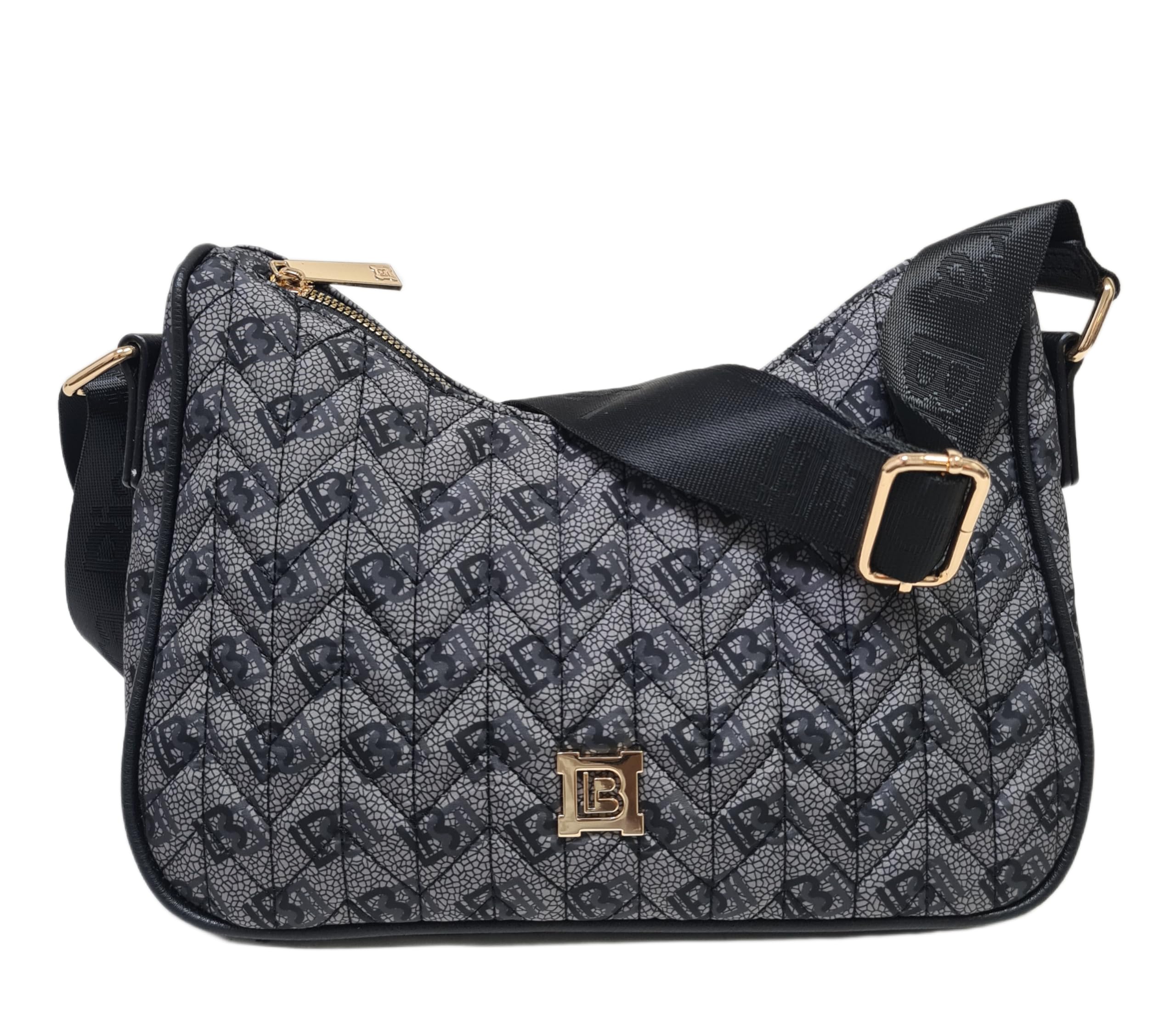 Laura Biagiotti Borsa Donna Linea Iselin, Nylon Trapuntato Impermeabile, Logo LB, Tracolla Regolabile, Dimensioni 29x10x17 cm, Dettagli Dorati, Scomparto con Zip ART.LB25W-105-1