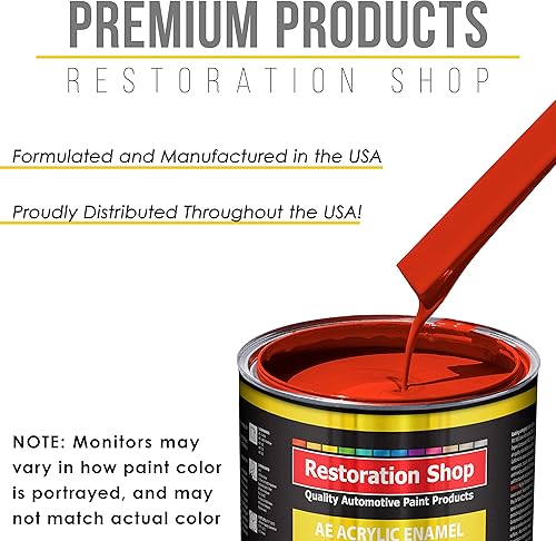Miniatura 4 de Restoration Shop - Pintura de esmalte acrílico rojo Monza - Kit completo de pintura de un galón - Automotriz profesional de alto brillo de una sola