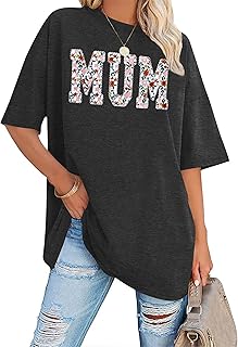 tiorhooe Mothers Day Oversized T Shirt Women Mum Graphic Tshirt Tee