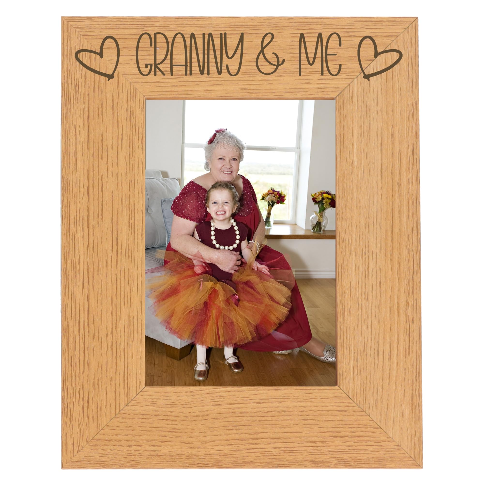 Granny and Me Photo Frame - Best Grandmother Photo Frame, Grandmother and Granddaughter, Grand Mother and Grandson Photoframes - I Love My Granny Gifts (Oak 4 x 6 Portrait)