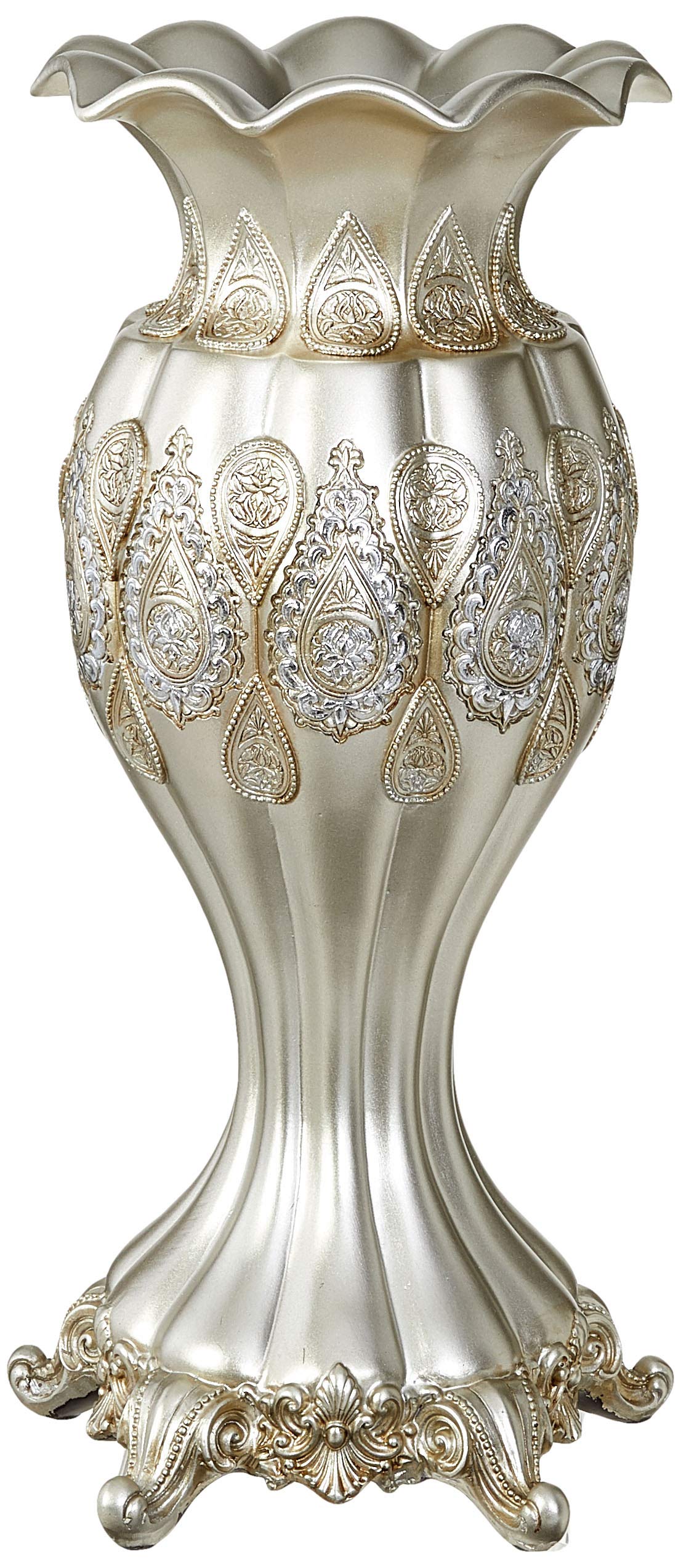 OK Lighting Paisley Vase, Silver
