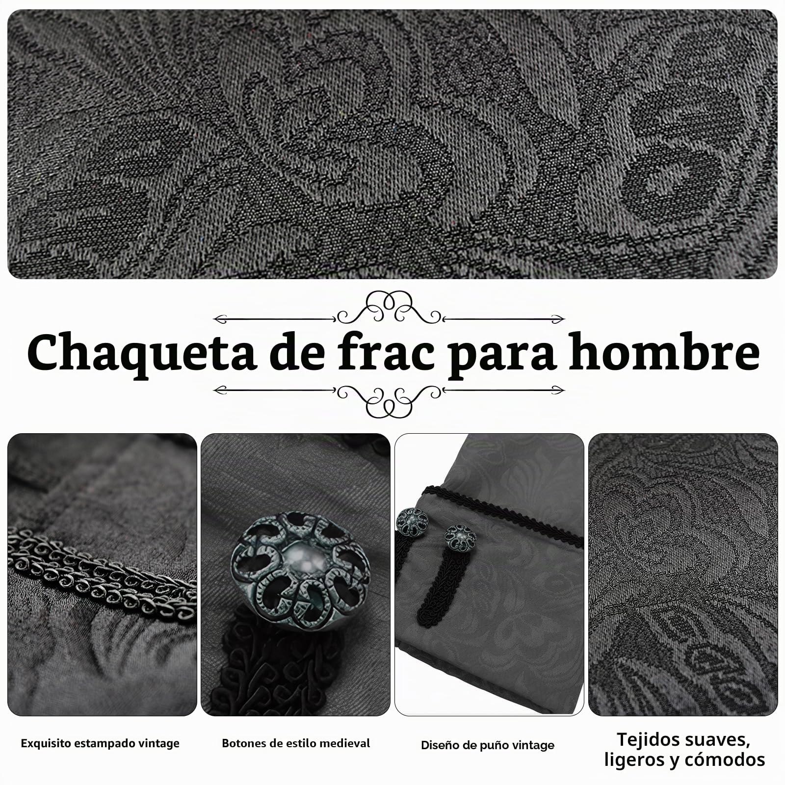 Ropa medieval para hombre, abrigo steampunk para hombre, disfraces de cosplay de Halloween, abrigo steampunk, gótico, uniforme medieval