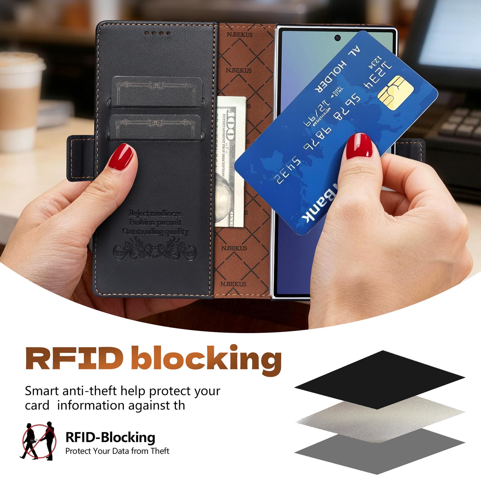 Etui biznesowe do Samsung Galaxy Z Fold 8 Ultra, skórzane etui na karty z klapką foliowana stojąca powłoka magnetyczne zamknięcie miękkie TPU osłona krawędzi ochrona przed upadkiem (fioletowe)