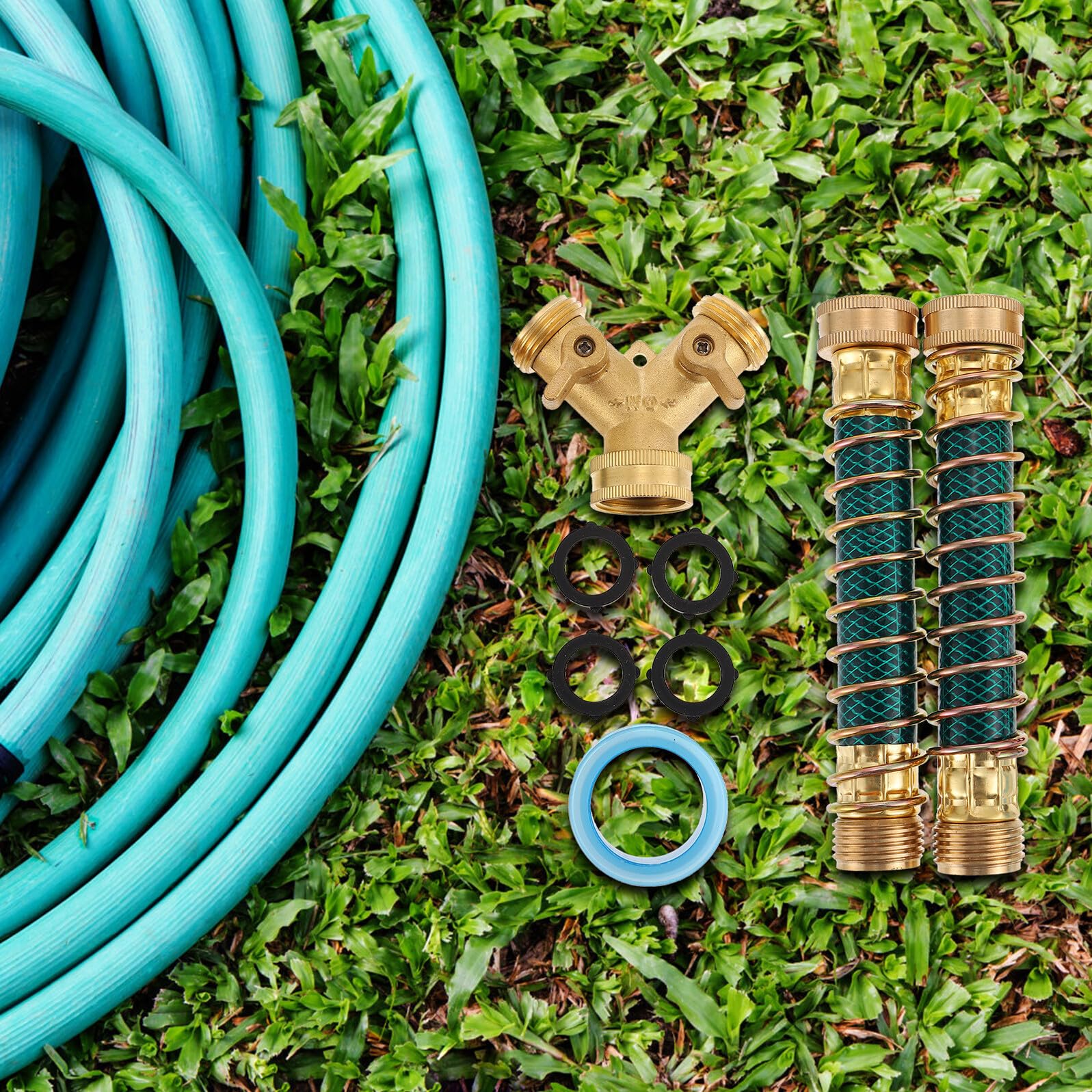 BESTonZON Adaptador de Grifo para Manguera de Conectores Duradero Distribuidor de Agua de Vías para Jardín y Riego Exterior Protección Antienredos para Mangueras y Fácil de Guardar