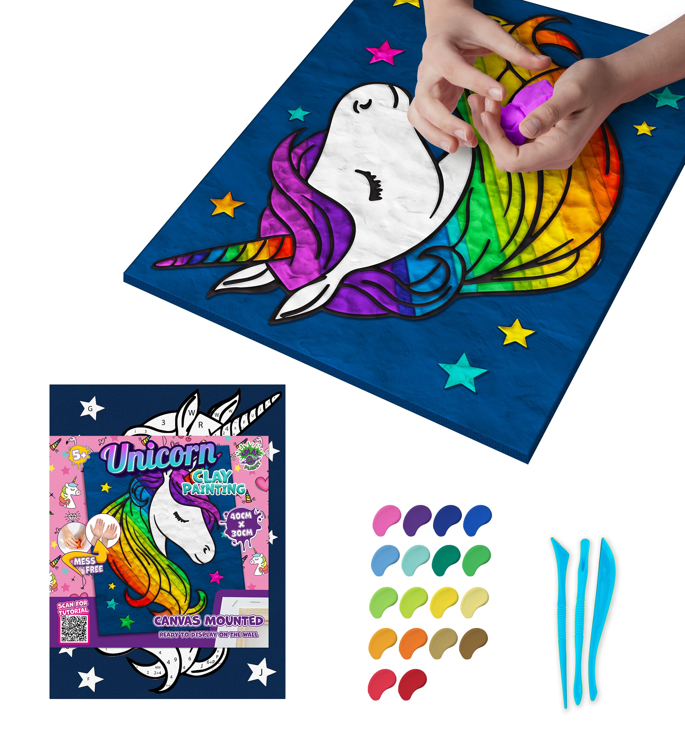 Mess-Free Unicorn Clay Painting Kit, Air Dry Clay Modelling Kit - Image 2