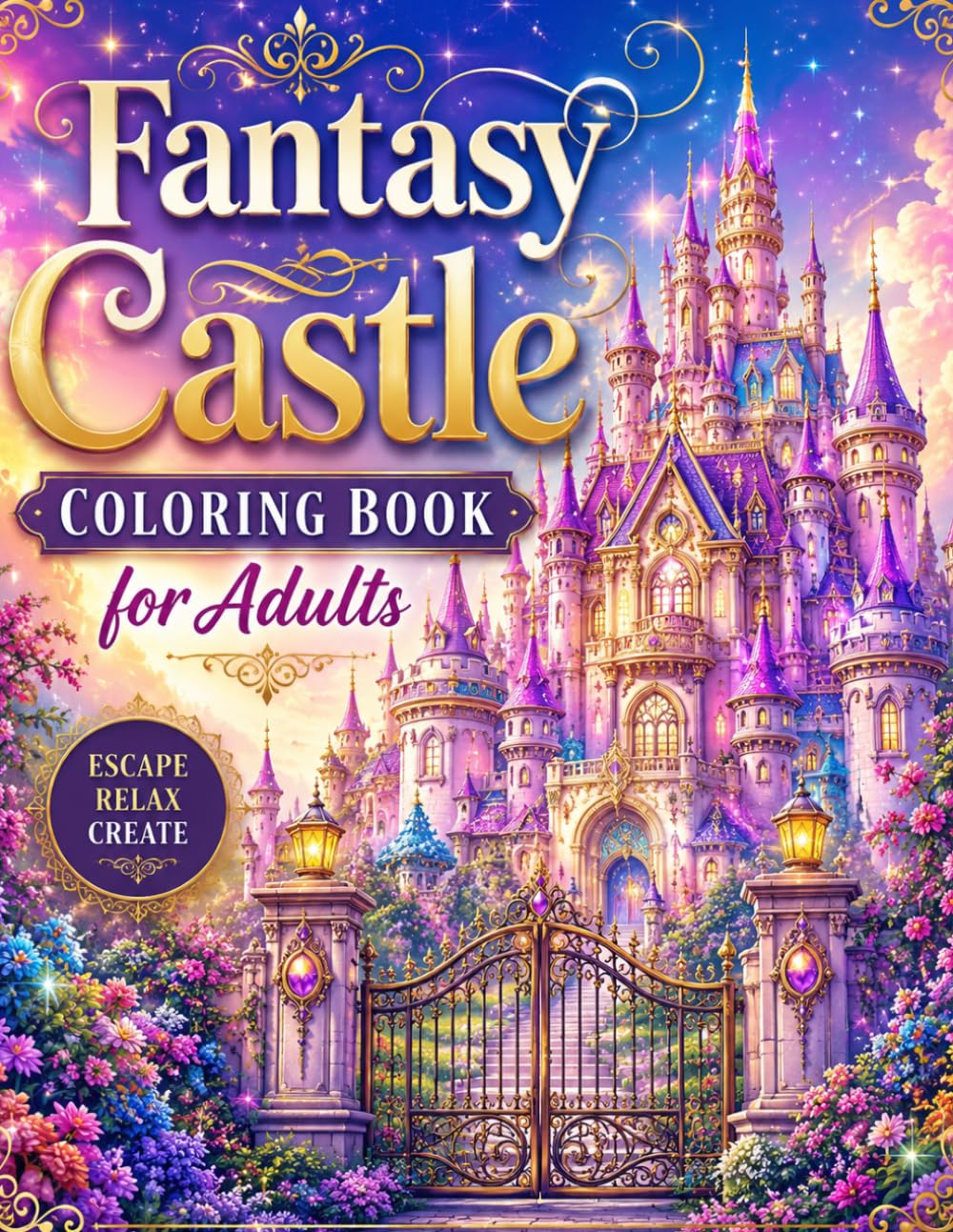 Fantasy Castle Coloring Book for Adults: Magical Enchanted Castles, Cozy Kingdoms, Gothic Towers, Fairy Tale Architecture & Dreamy Medieval Scenes for Relaxation and Stress Relief