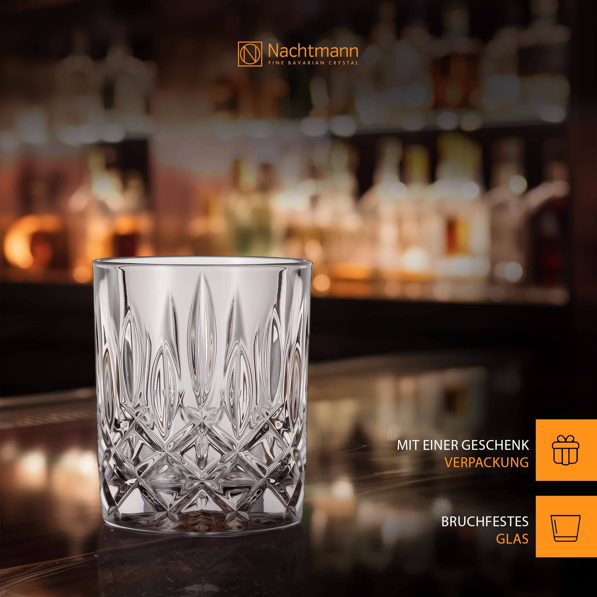 Nachtmann 2-częściowy zestaw szklanek do whisky, 295 ml, kolor taupe, Noblesse, 104242, ze szkła kryształowego, szklanki do whisky, nadają się do mycia w zmywarce