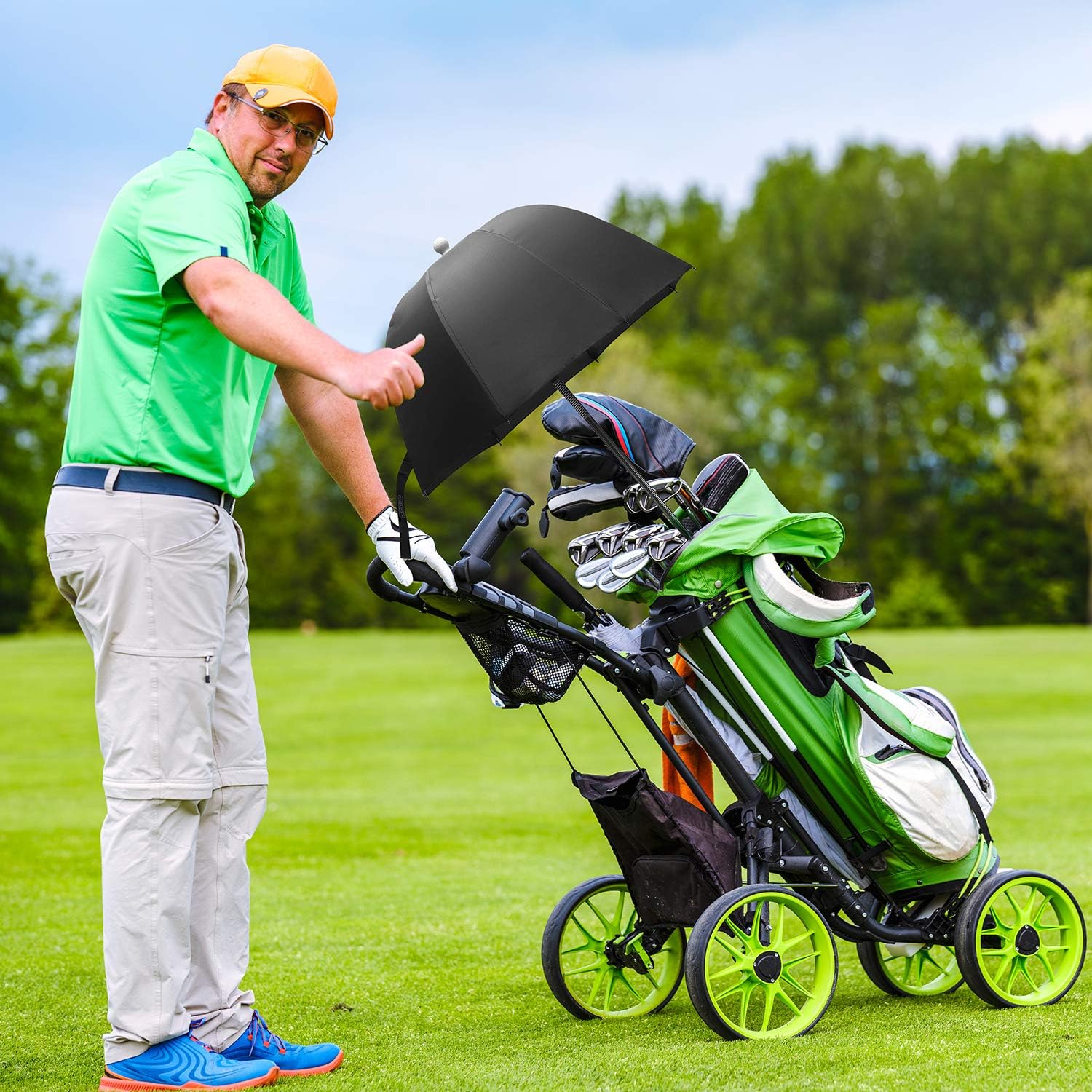 G4Free Golf Bag Umbrella for Club Protection Flex Umbrella (Black) : Sports & Outdoors