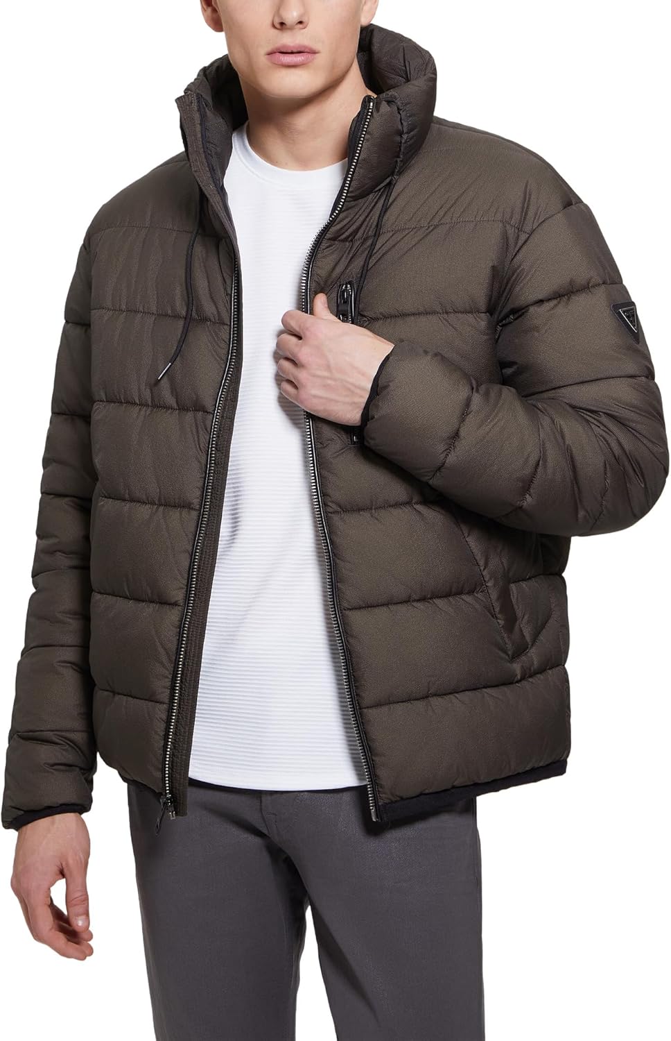 GUESS Men's Ald Stand Collar Quilt Puffer