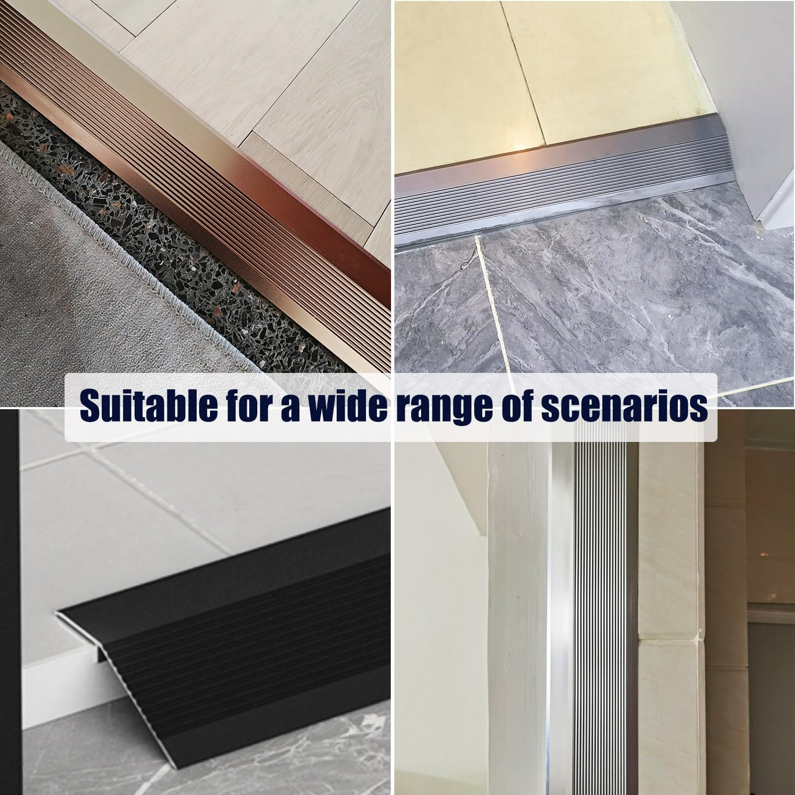 CMYUN Barre de Seuil Bande de Transition Antidérapante en Aluminium de 10cm, Bande de Jonction Moquette-carrelage pour Sols Irréguliers, Réducteur de Seuil de Grande Taille/Garniture de Seuil(Gold)