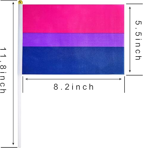 Miniatura 3 de Paquete de 50 banderas bisexuales del orgullo del arco iris, pequeña bandera de mano, bandera de Estados Unidos, bandera de orgullo para gays y