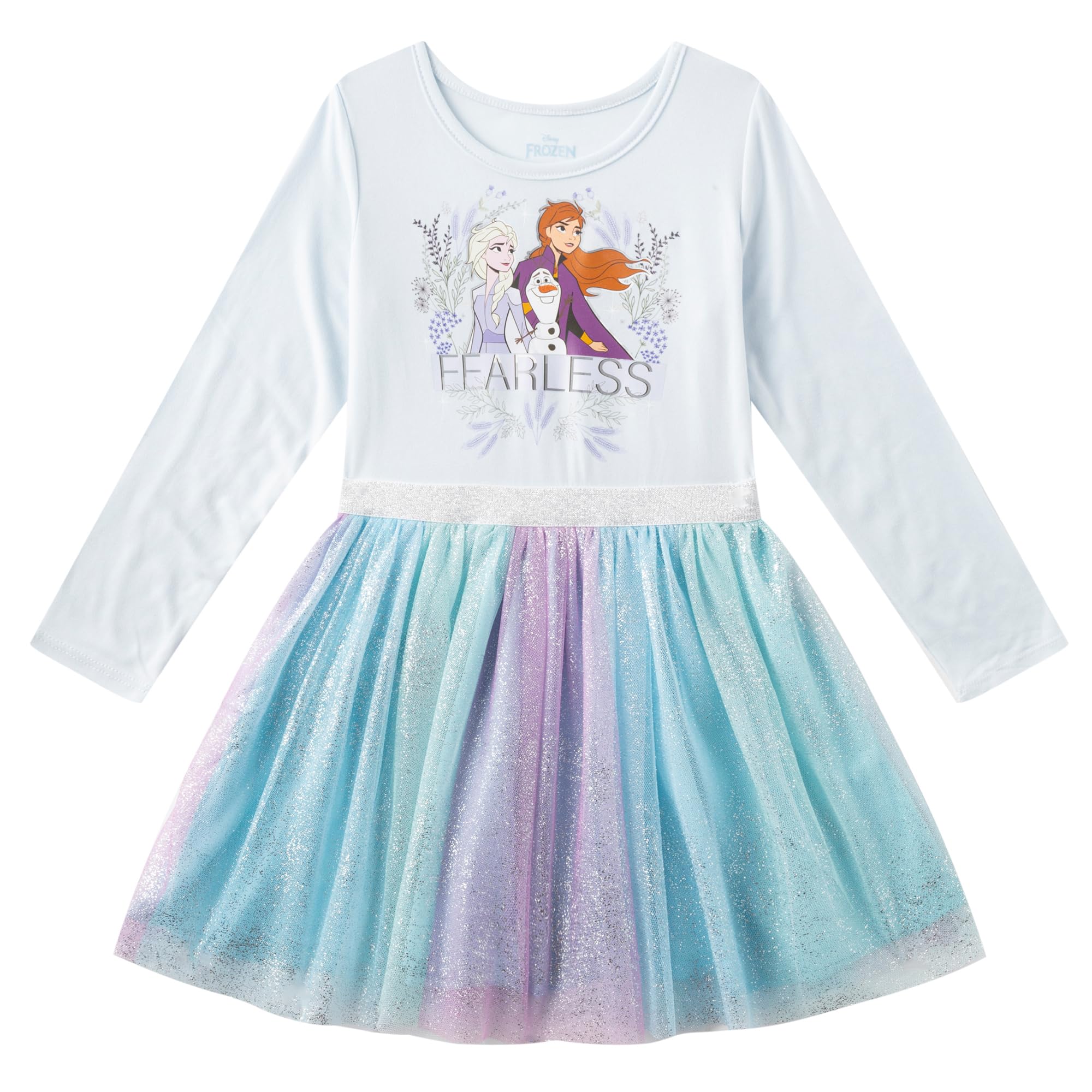 Disney Frozen, Minnie Mouse, Princess Girls Long Sleeve Dress for Toddlers and Big Kids