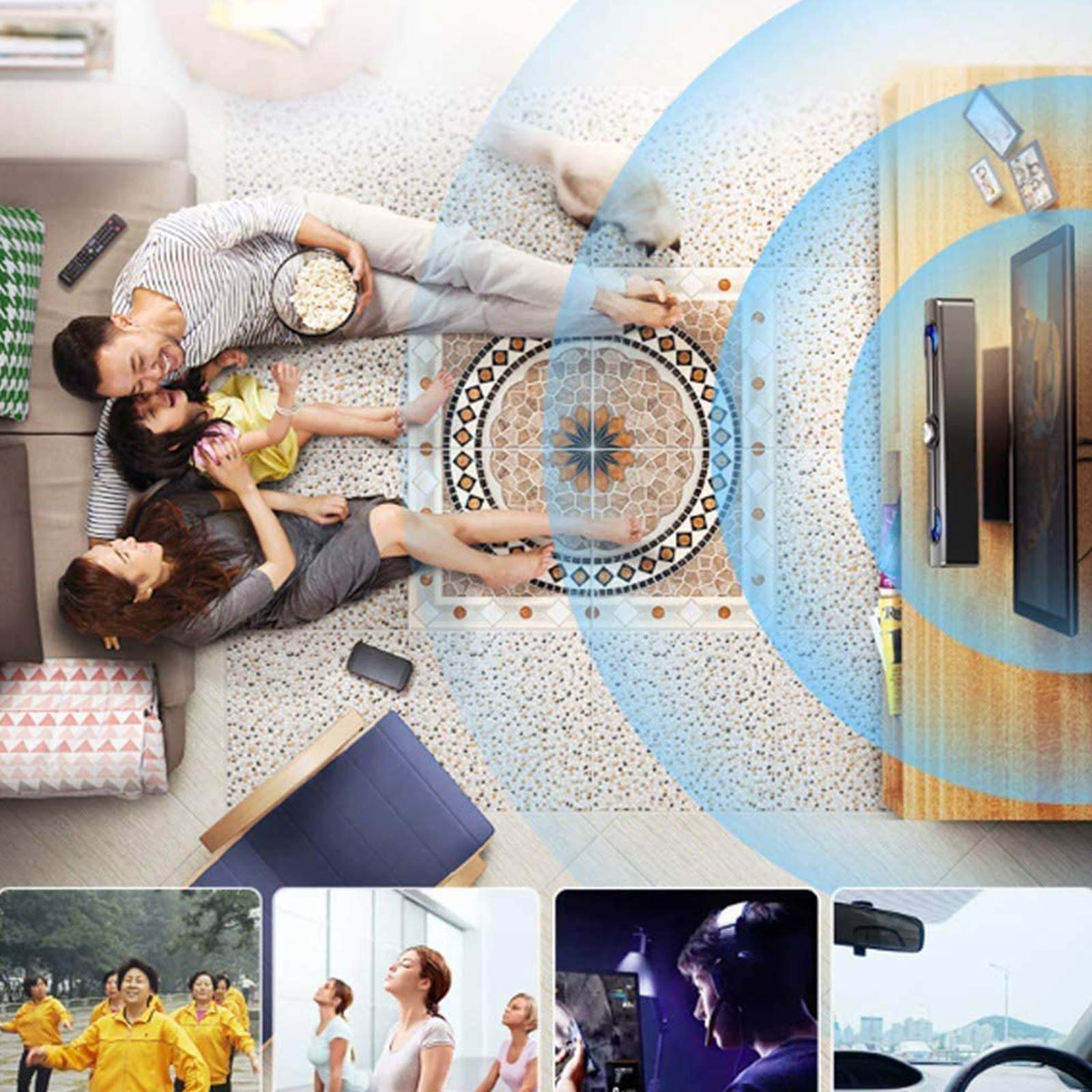 TV Sound Bar Bluetooth 5.0 z Sound Bar 2.0 Mini Przenośny Soundbar Zdalne sterowanie Podwójne metody połączenia dla smartfonów PC Muzyka i film Bezprzewodowe głośniki, białe The New