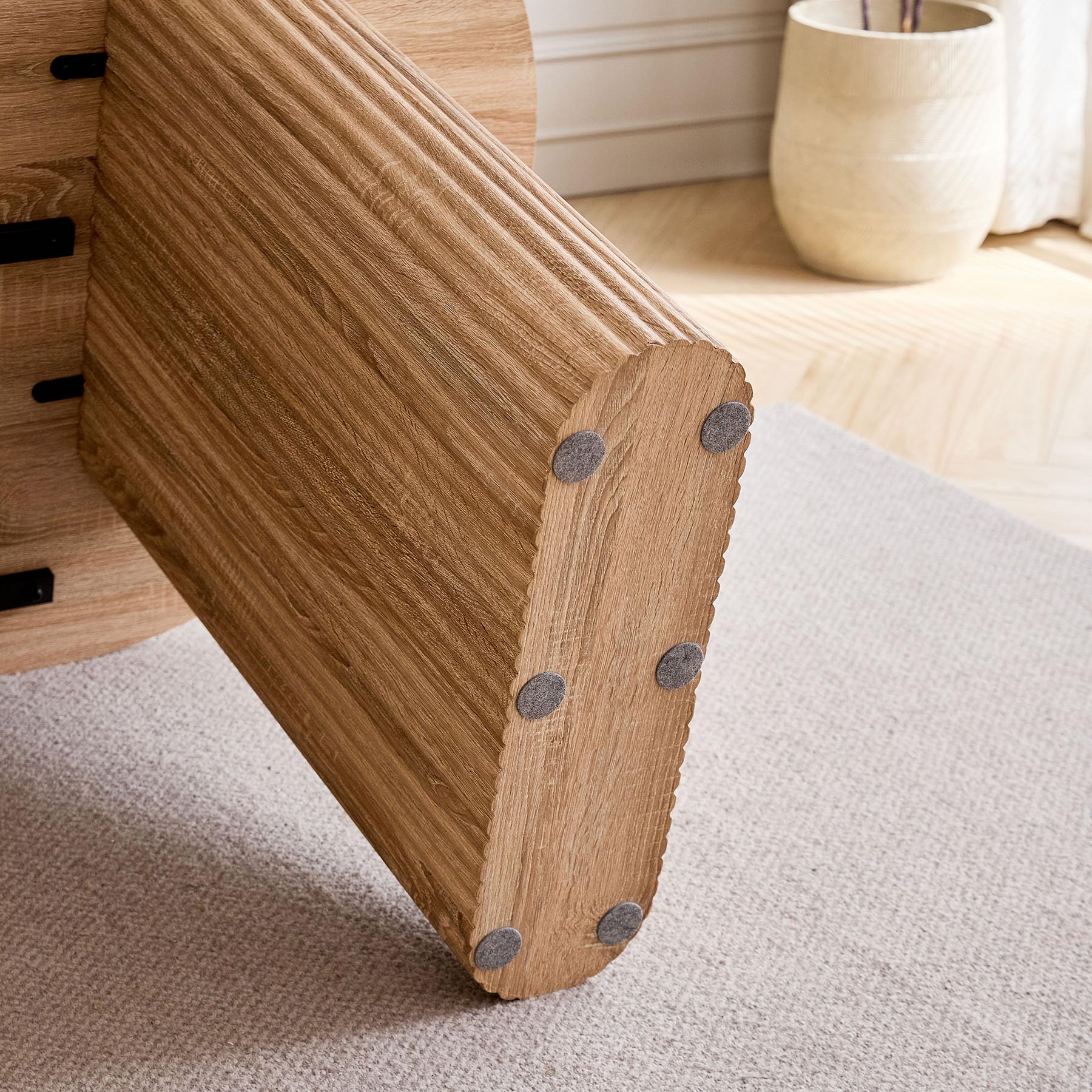 Mesa de Comedor Ovalada Grande de 180 x 90 cm, Mesa de Cocina Rústica con Tablero de MDF (Acabado de veta de Madera) y Patas Elípticas para Hogar, Restaurante y Oficina (Natural)