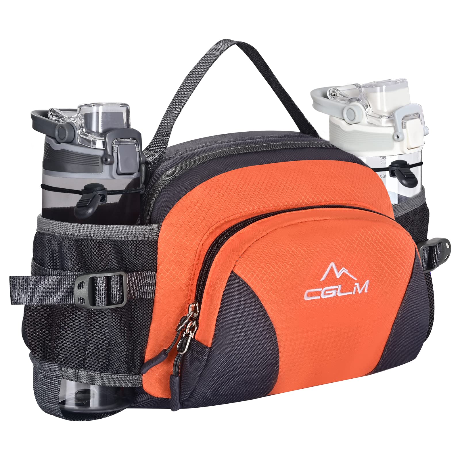 Hiking Fanny Pack Waist Bag with Water Bottle Holder for Men Women Outdoors Walking Running Lumbar Pack Fit iPhone iPod Samsung Phones (Orange0006)