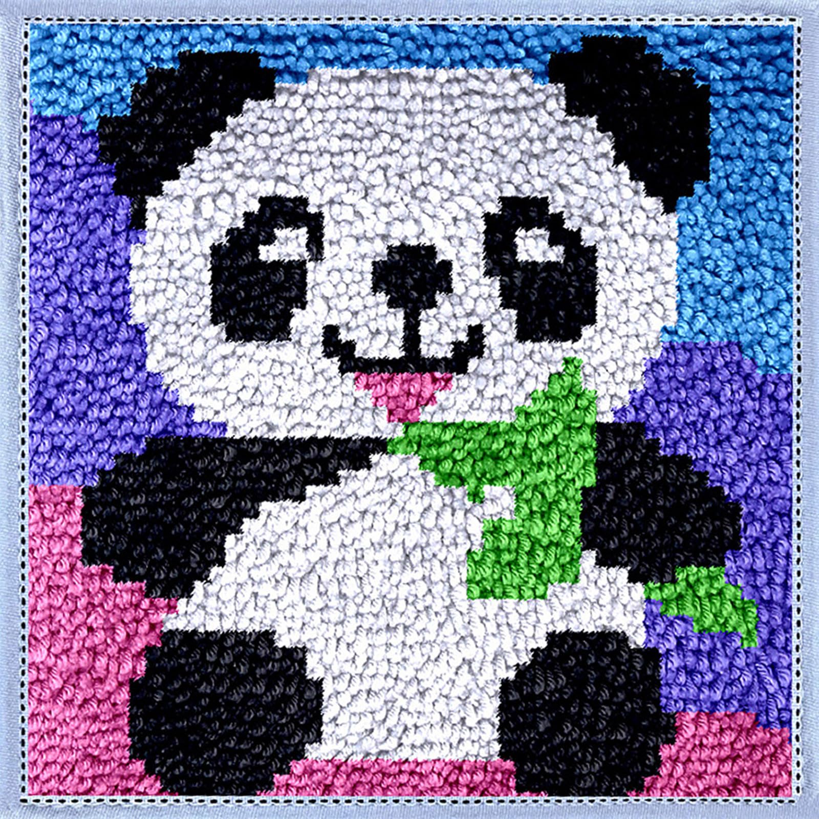 Zhjiutak Latch Hook Kits,30x30cm DIY Latch Hook Rug Kit Home Carpet Rug Making Kit Cross Stitch Embroidery Kits Needlework Crafts Hook Rug for Home Decor (Panda)