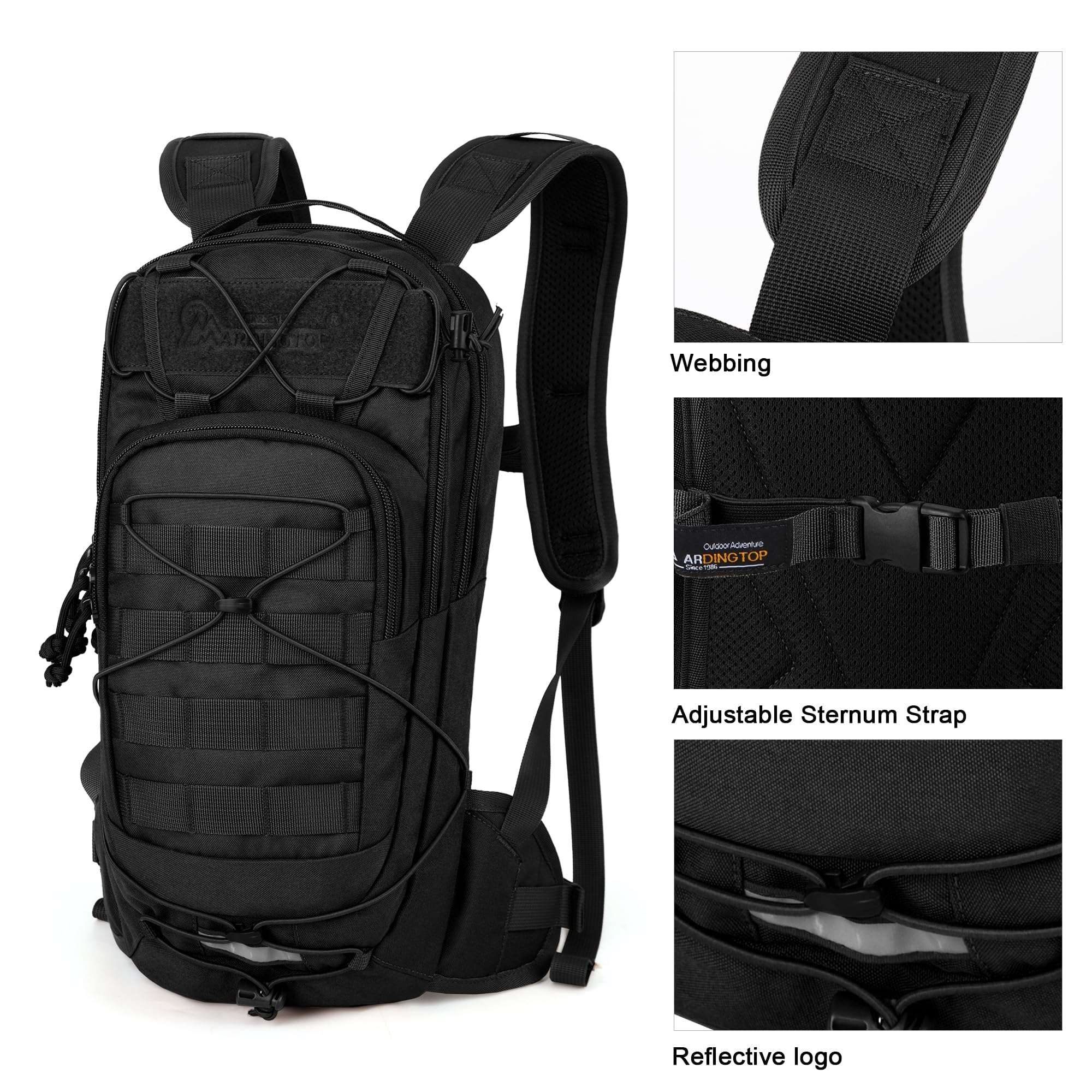 Mardingtop 10L Fahrradrucksack MIT MOLLE System Leicht und Atmungsaktiv Für Radfahren Laufen Wandern sowie Alltag