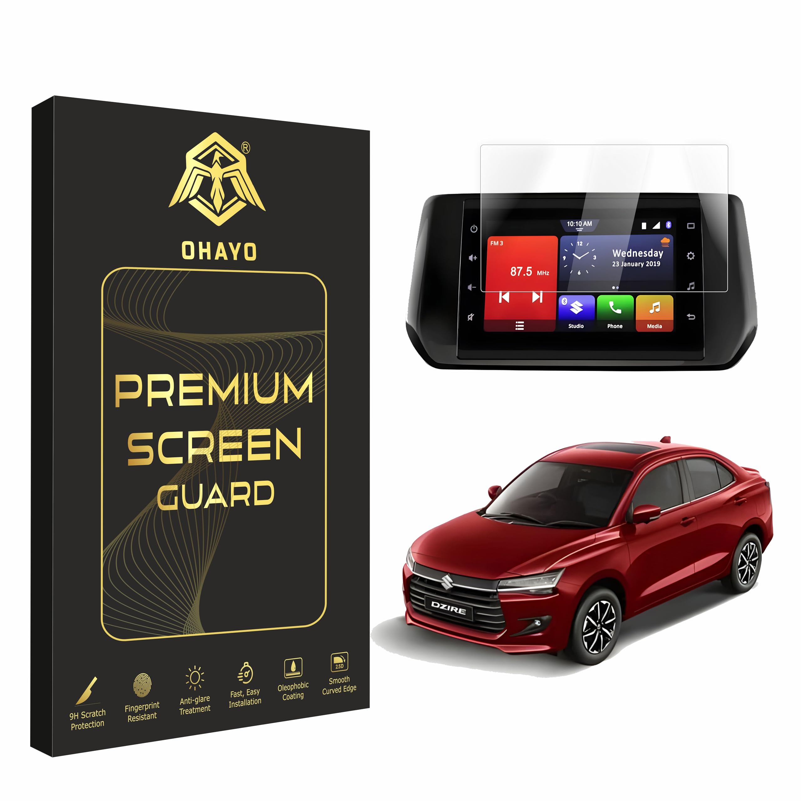 OHAYO Touch Screen Protector for Maruti Suzuki Dzire VXi & ZXi | 7 Inch Infotainment Display Guard | Navigation Screen Protection Accessory 2024 (Not Tempered Glass)-image-23