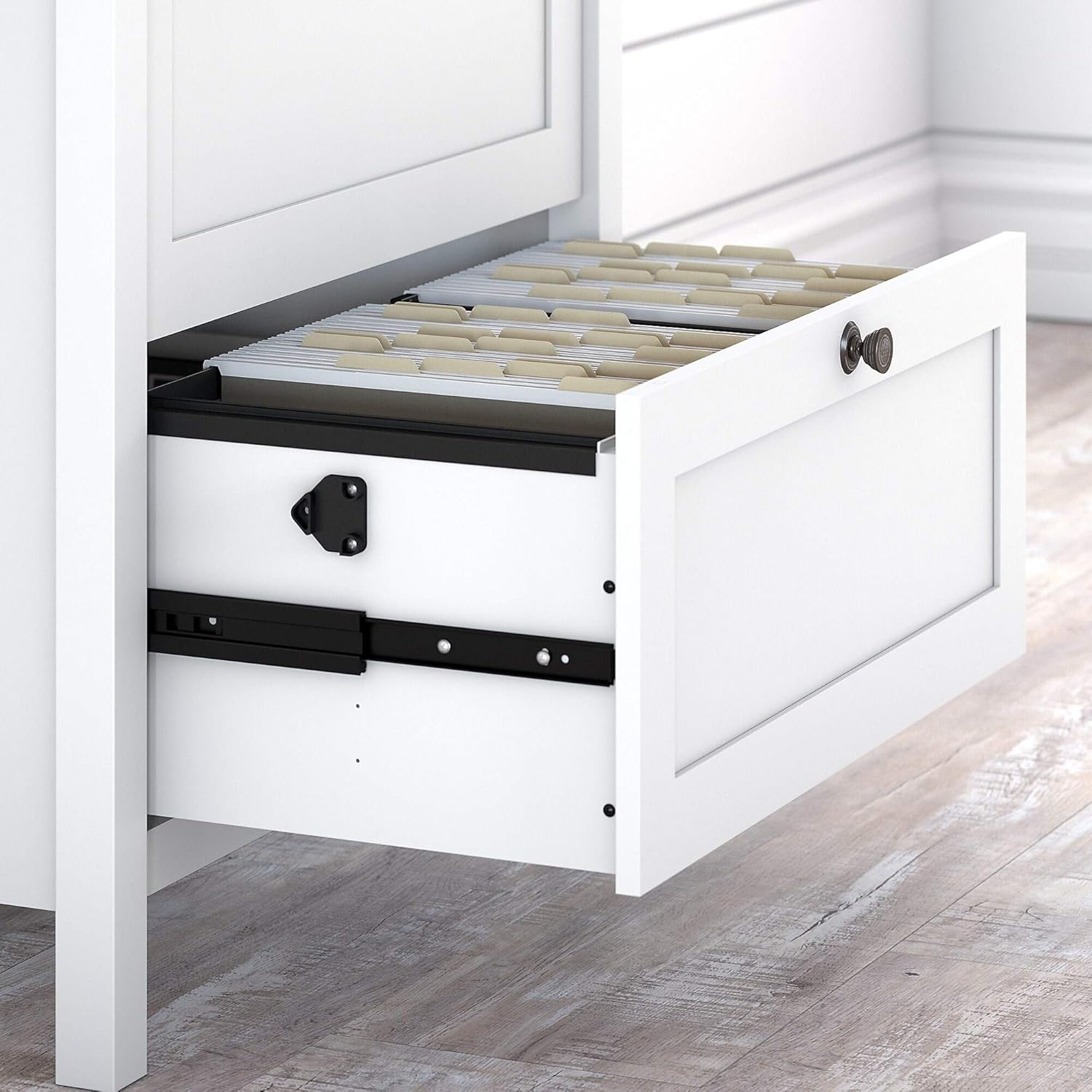 2 Drawer Lateral File Cabinet White Rustic MDF