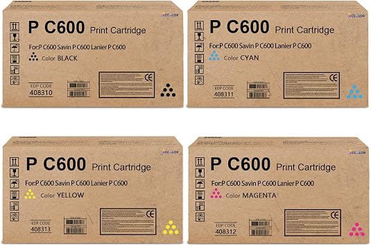 P C600 PC600 Toner Cartridge High Yeild Compatible for Ricoh P C600 PC600 408310 408311 408312 408313 Toner Cartridges Replacement for Ricoh Savin Lanier P C600 PC600 Printer