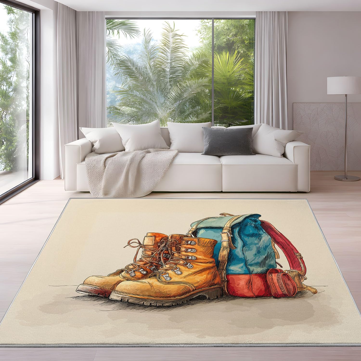 Genérico Alfombras Estampadas 80 x 150 cm, Caricatura Vintage Deporte Alfombra Antideslizantes Aire Libre Acuarela Moderno Hombres, Alfombras Lavables Recibidor despacho, Crema Blanco