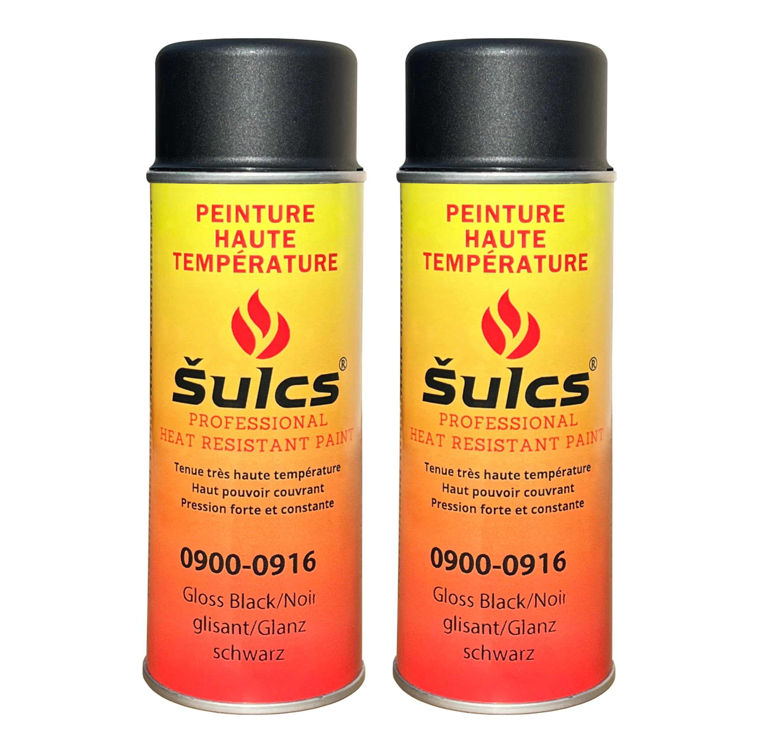 Peinture Haute Température 1200°c Professionnelle - Aérosol 400ml - Noir Ref. 0916 - Haut Pouvoir Couvrant - Barbecue Braséro Four Poêle à bois Insert Cheminée Mécanique Auto Moto ŠULCS BBQ® (2)