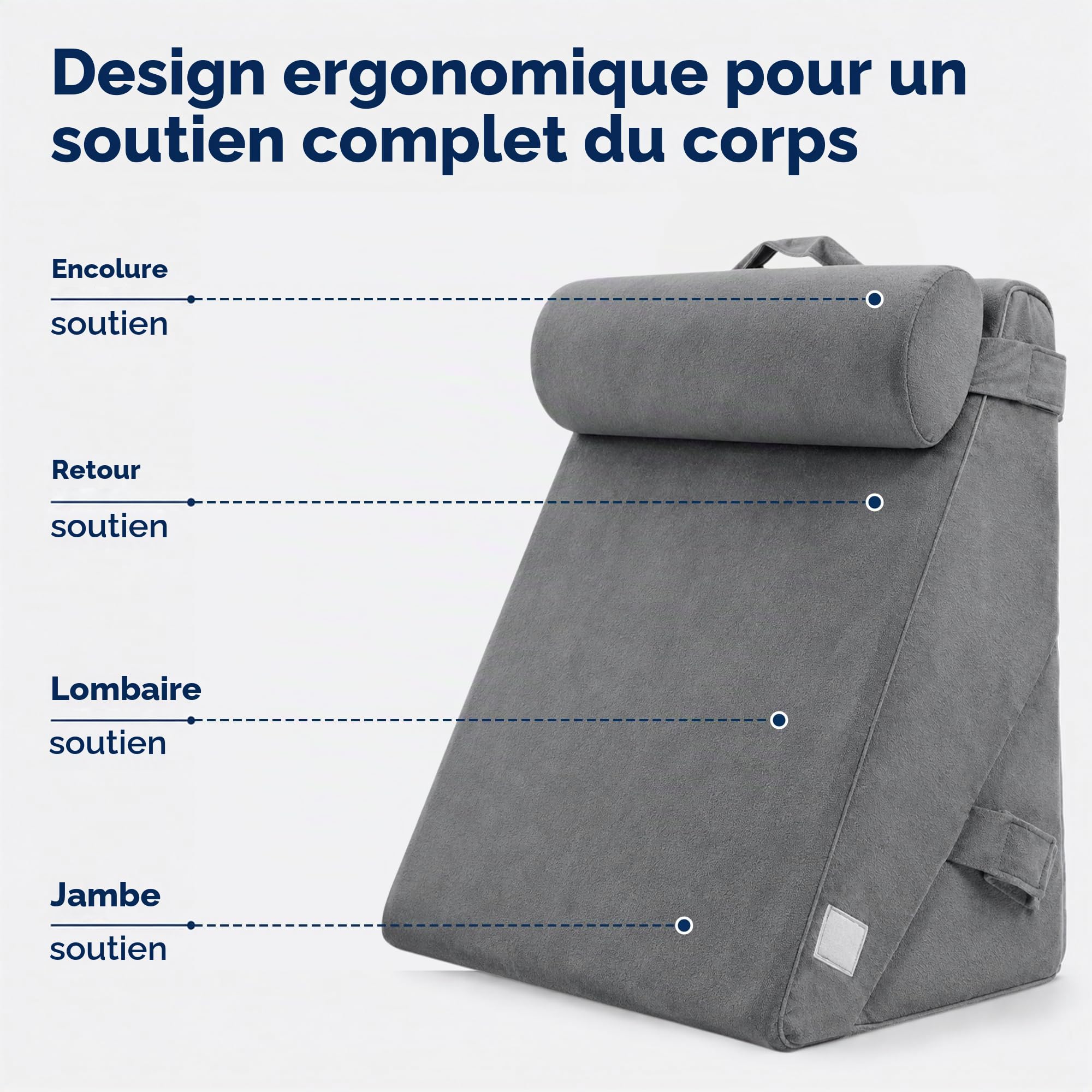 Coussin de lit orthopédique 12 en 1 avec appuie-tête – Coussin de lit en mousse à mémoire de forme convertible pour adultes – Idéal pour la lecture, le repos, le reflux acide, la douleur au