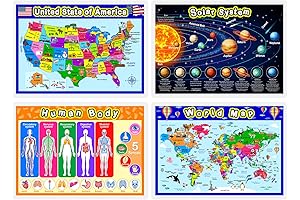 Outus Fully Laminated Educational Maps for Kids