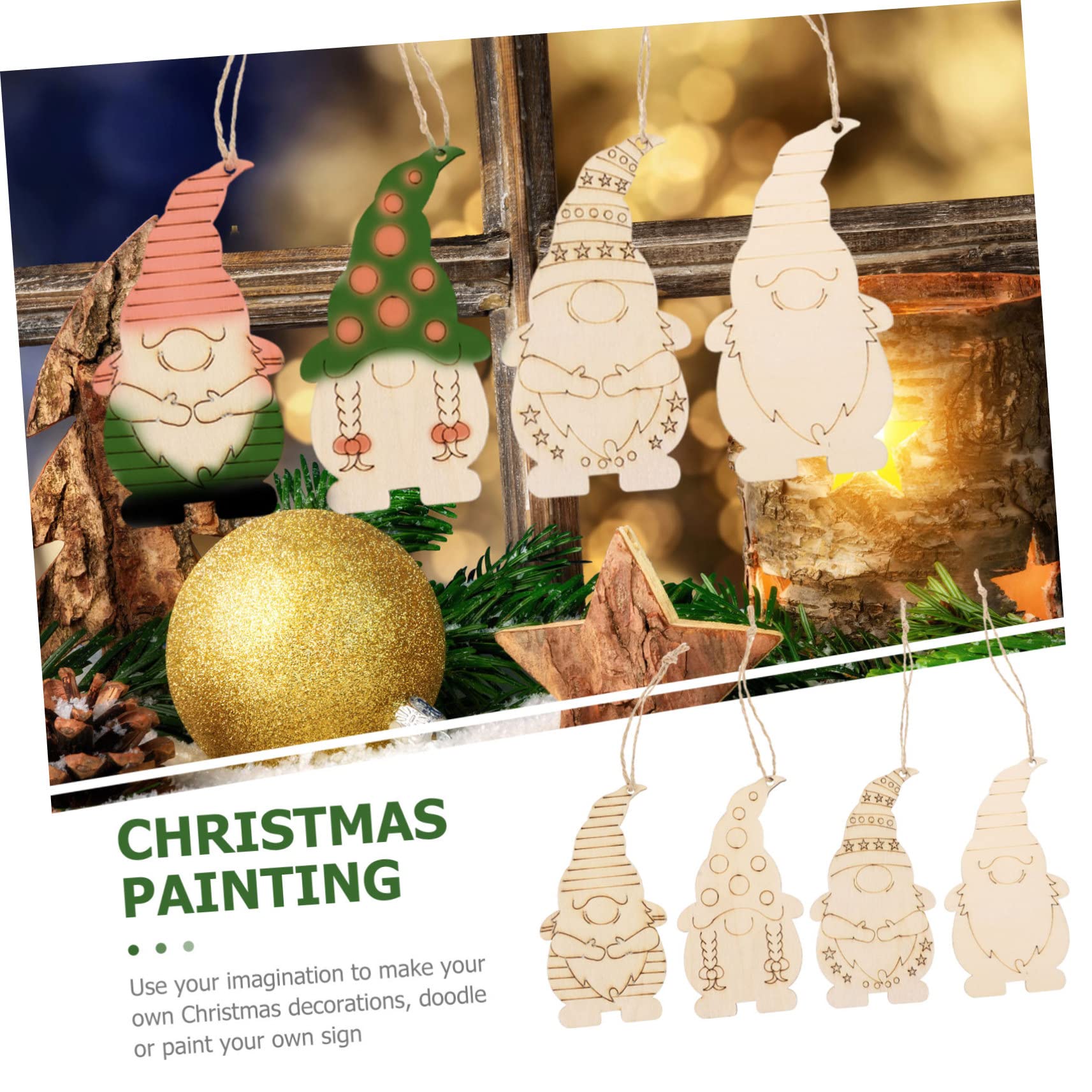 Colgantes De Madera Para Pintar Diy, 40 Piezas Multicolor, Juguetes Navideños Para Niños, Decoración Árbol De Navidad, Manualidades y Bricolaje Para Fiesta Invierno