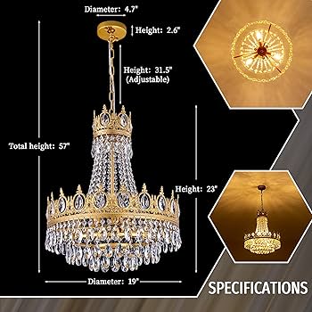 TOCHIC Gold Chandelier French Empire Crystal Chandeliers 6