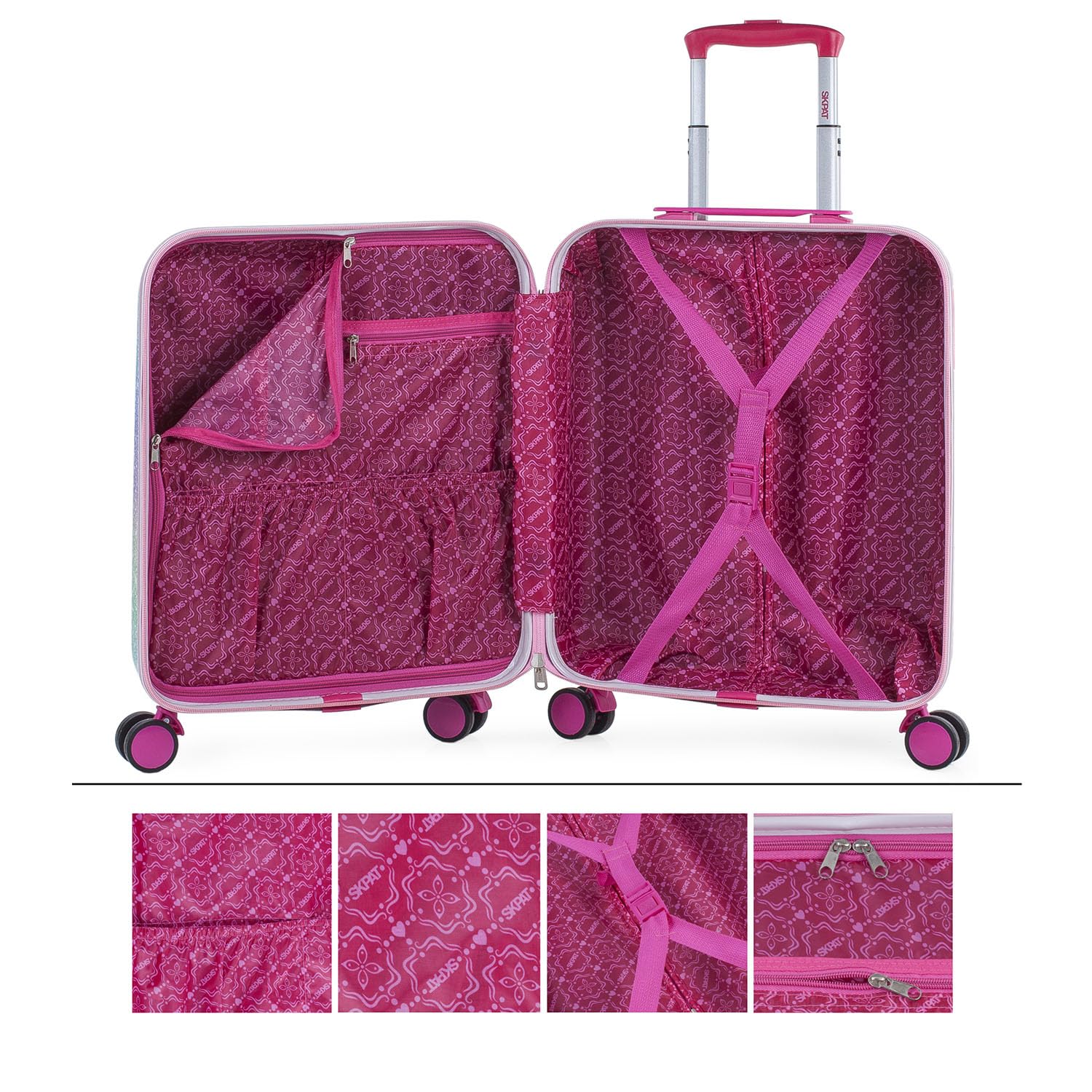 SKPAT - Valises pour Enfants, Chariot à Bagages à Main Pliable pour Filles, léger pour Enfants, Bagages à Main - Compatible avec Le Cadenas à Combinaison Ryanair TSA, Fuchsia