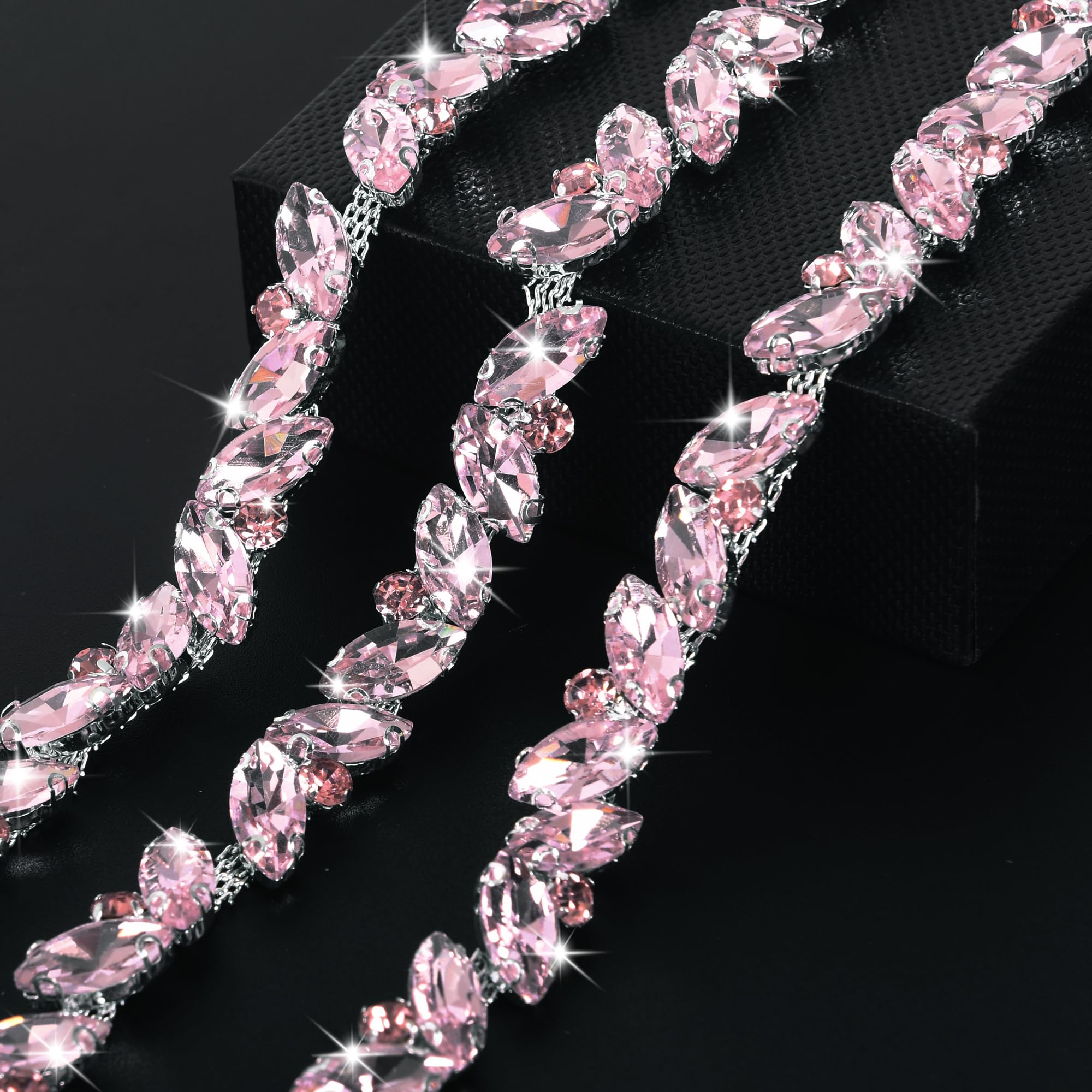 Chaîne en strass rose 10mm galon ruban brillant pour décoration de mariage