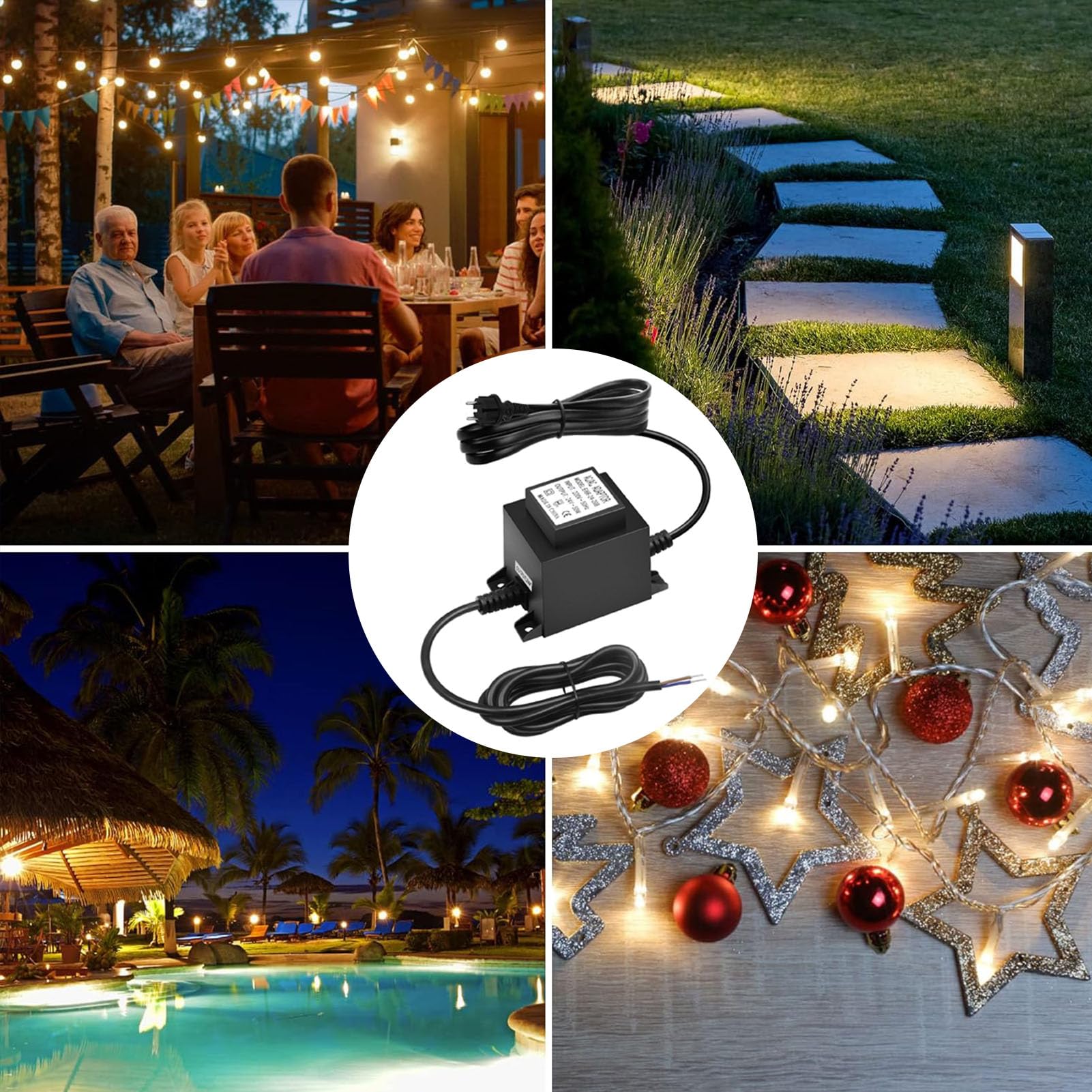 Transformador LED de 24 V CA/CA, 50 W, para exteriores, IP68, 220 V, 24 V, con enchufe, para iluminación LED y bombas de estanque.