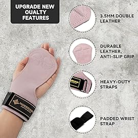 MANUEKLEAR Gym Straps, Double Leather Lifting Straps for Men Deadlift with Cushion Wrist Loop, Gym Lifting Wrist Wraps for Weightlifting
