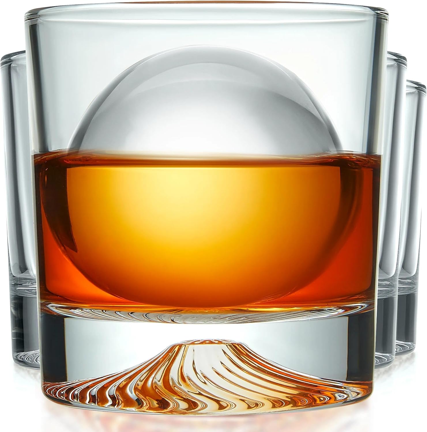 Old Fashioned Whiskey Glasses Set of 4,9.5 oz Style Classic Cocktail Glasses,Bourbon Glasses，Suitable for Scotch Whiskey, Durable Lead-Free Glassware, Gifts for Men with Luxury Box (4) - Image 3